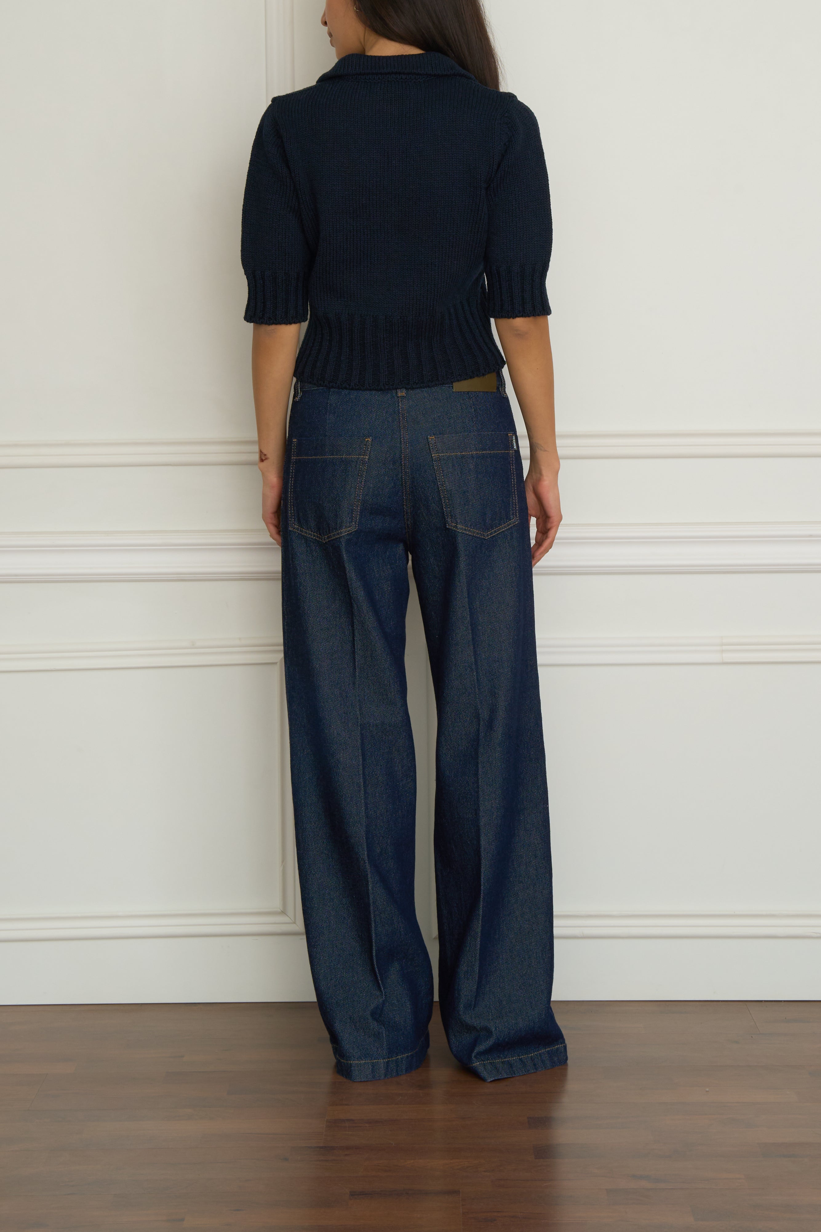 Kurzarm-Strickjacke in marine