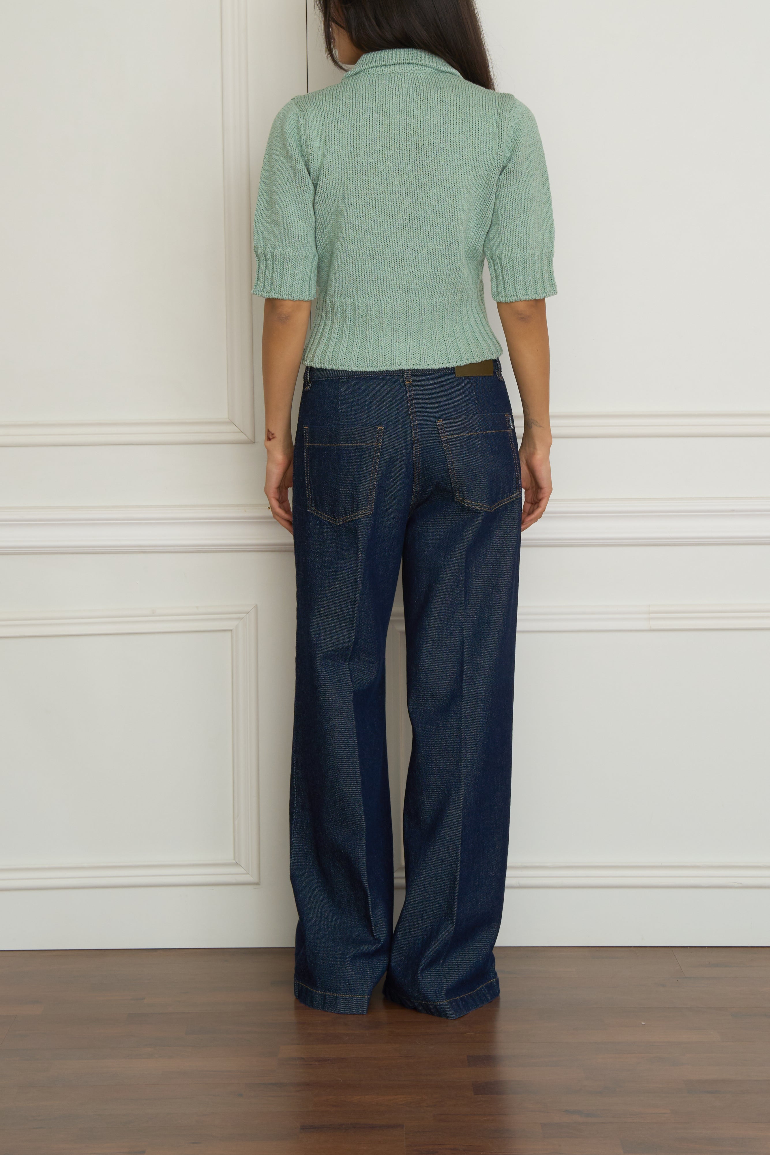 Kurzarm-Strickjacke in mint