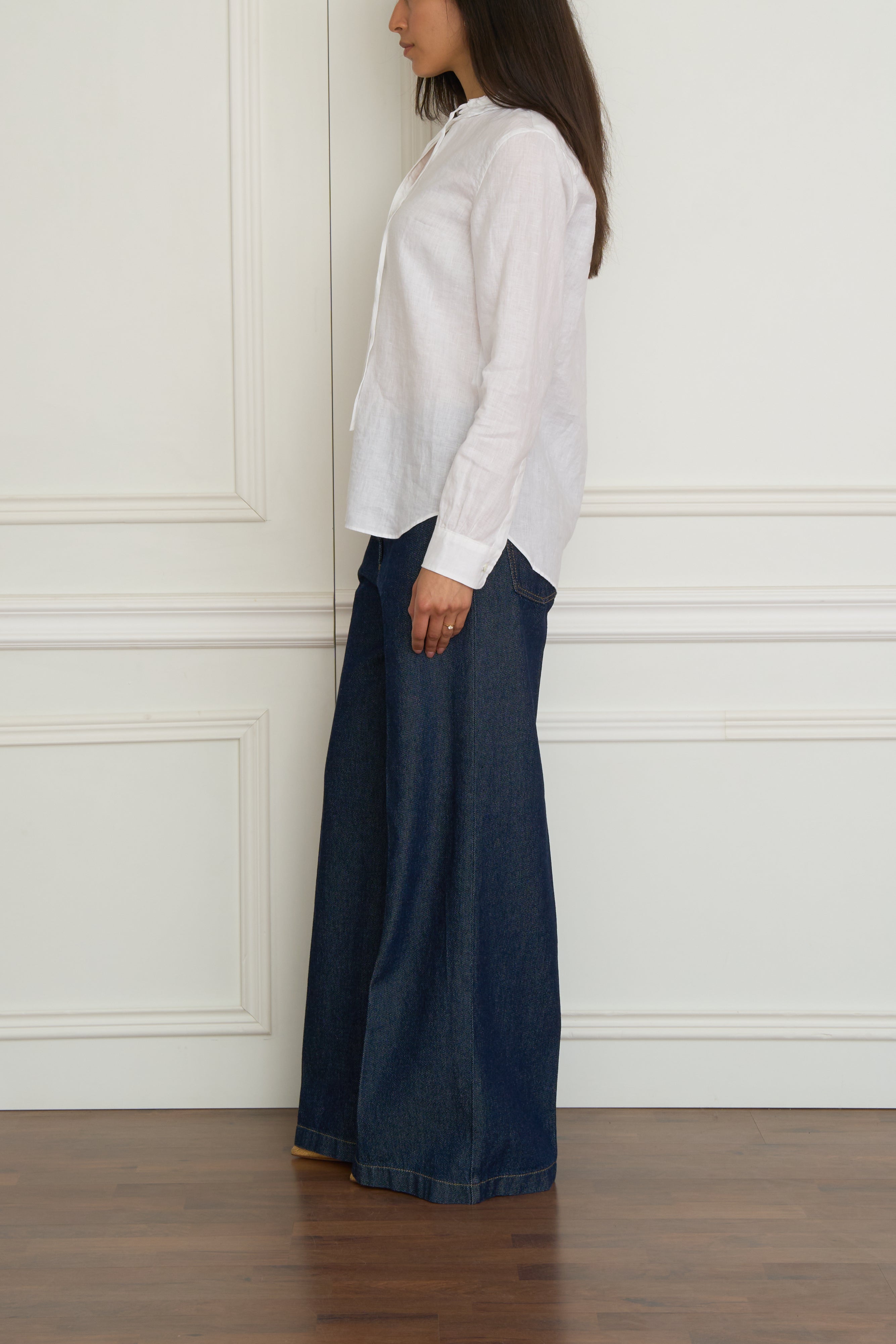 Leinenbluse in weiß