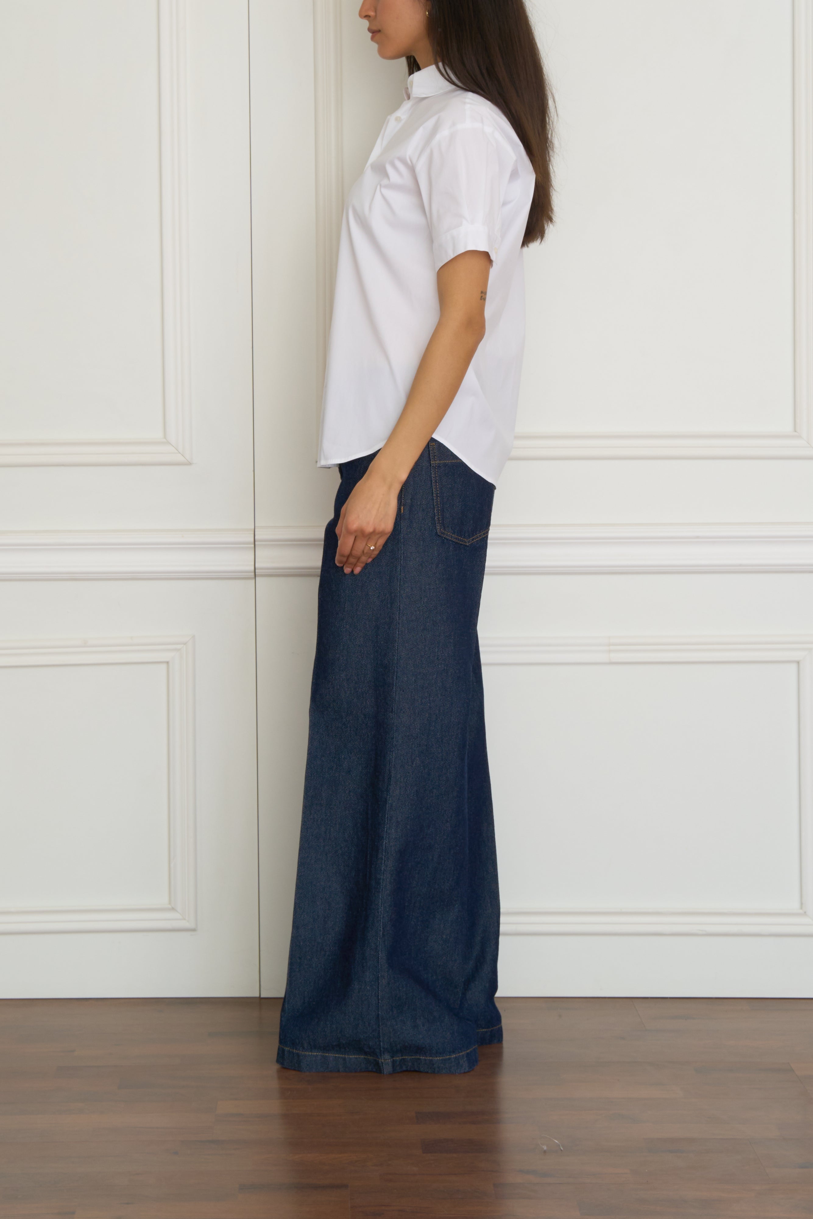 Kurzarm-Hemdbluse in weiß