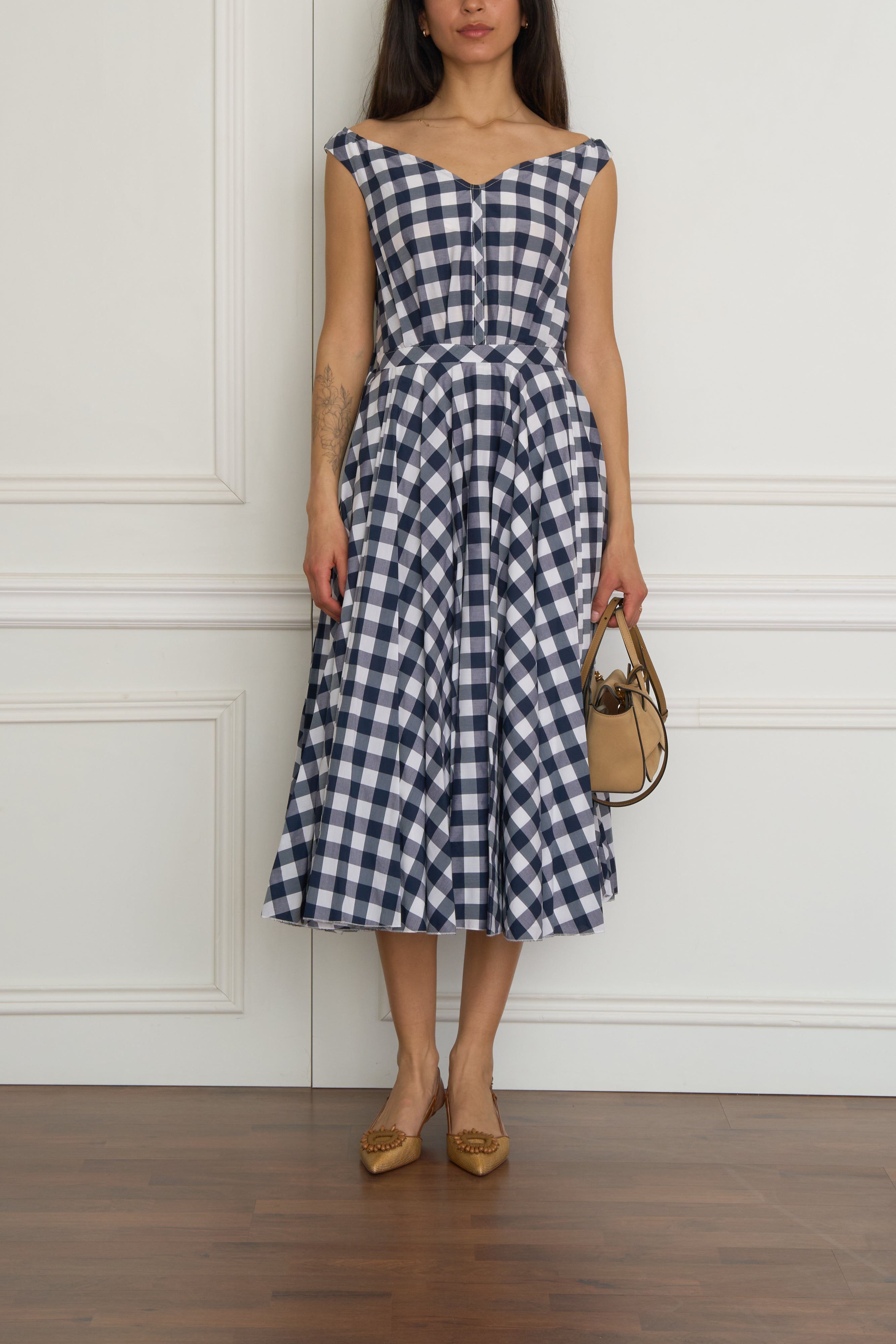 Kariertes Kleid in schwarz/weiß