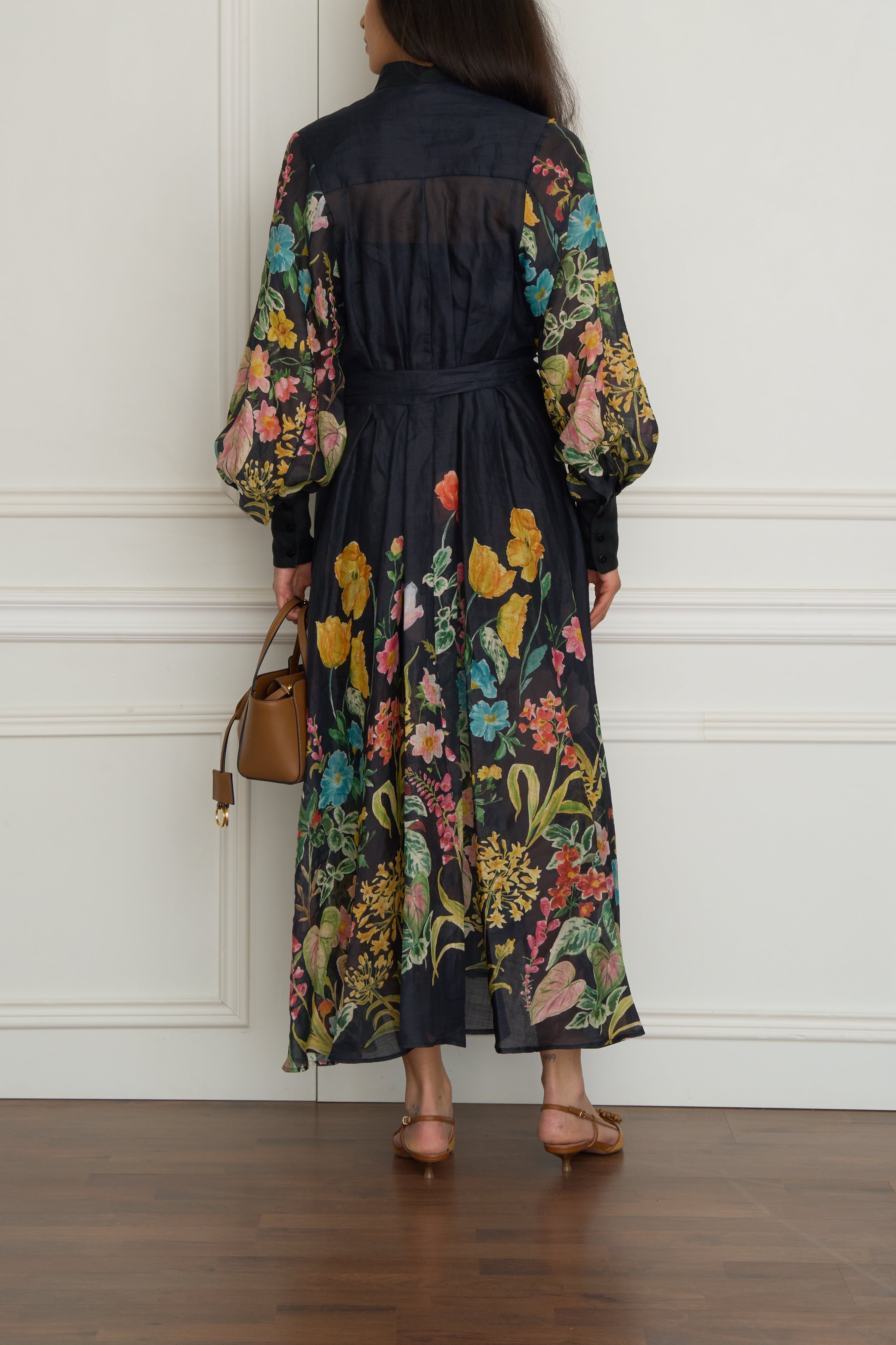 Langes Wickelkleid in schwarz