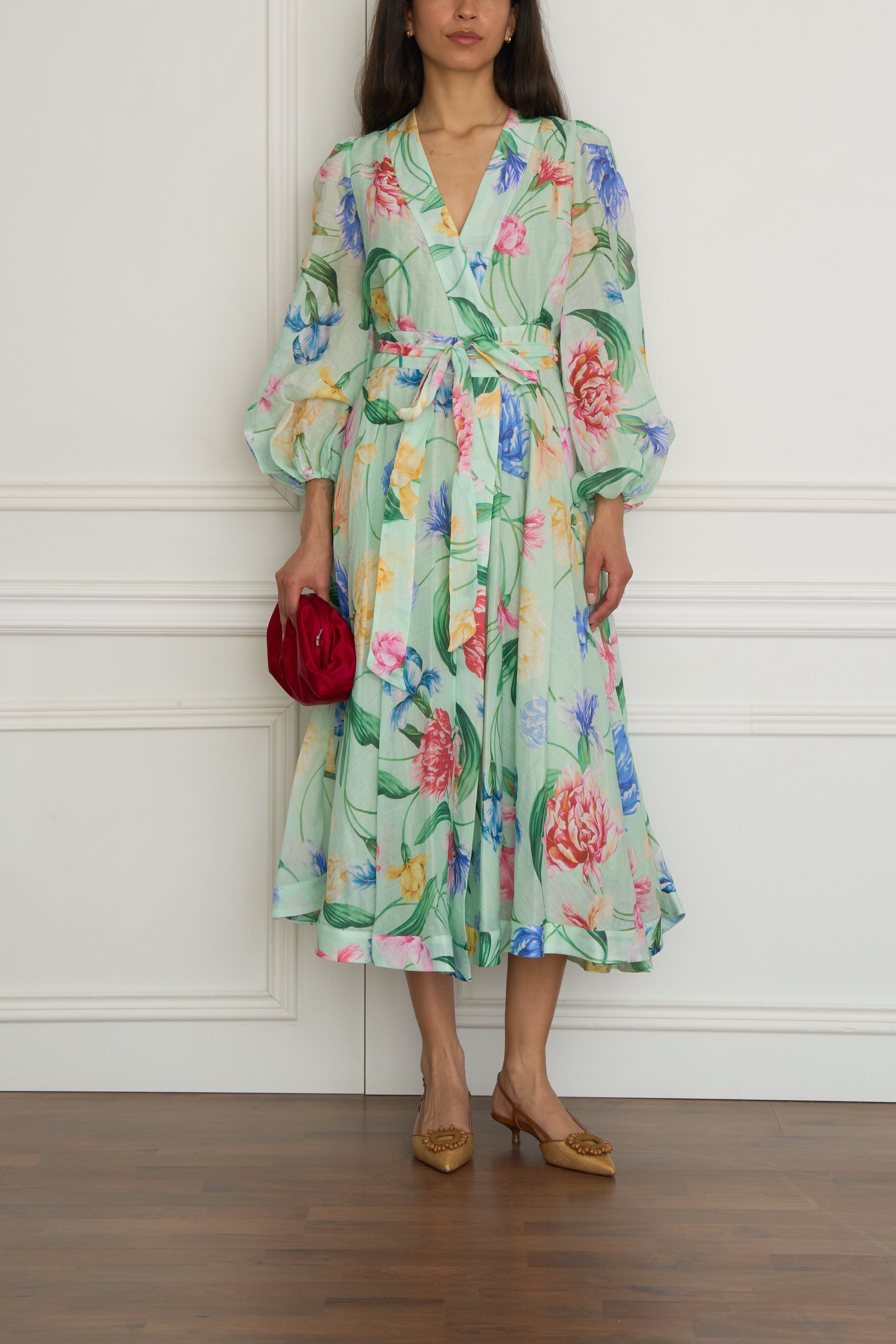 Langes Wickelkleid in grün