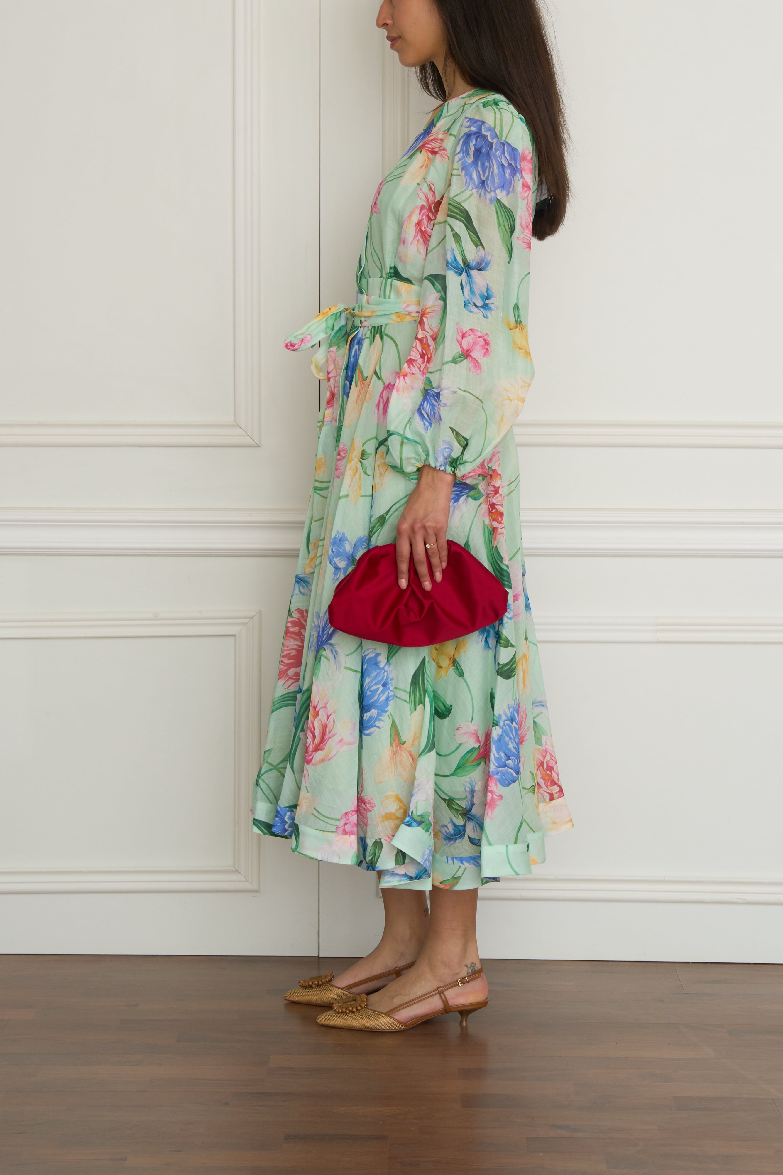 Langes Wickelkleid in grün