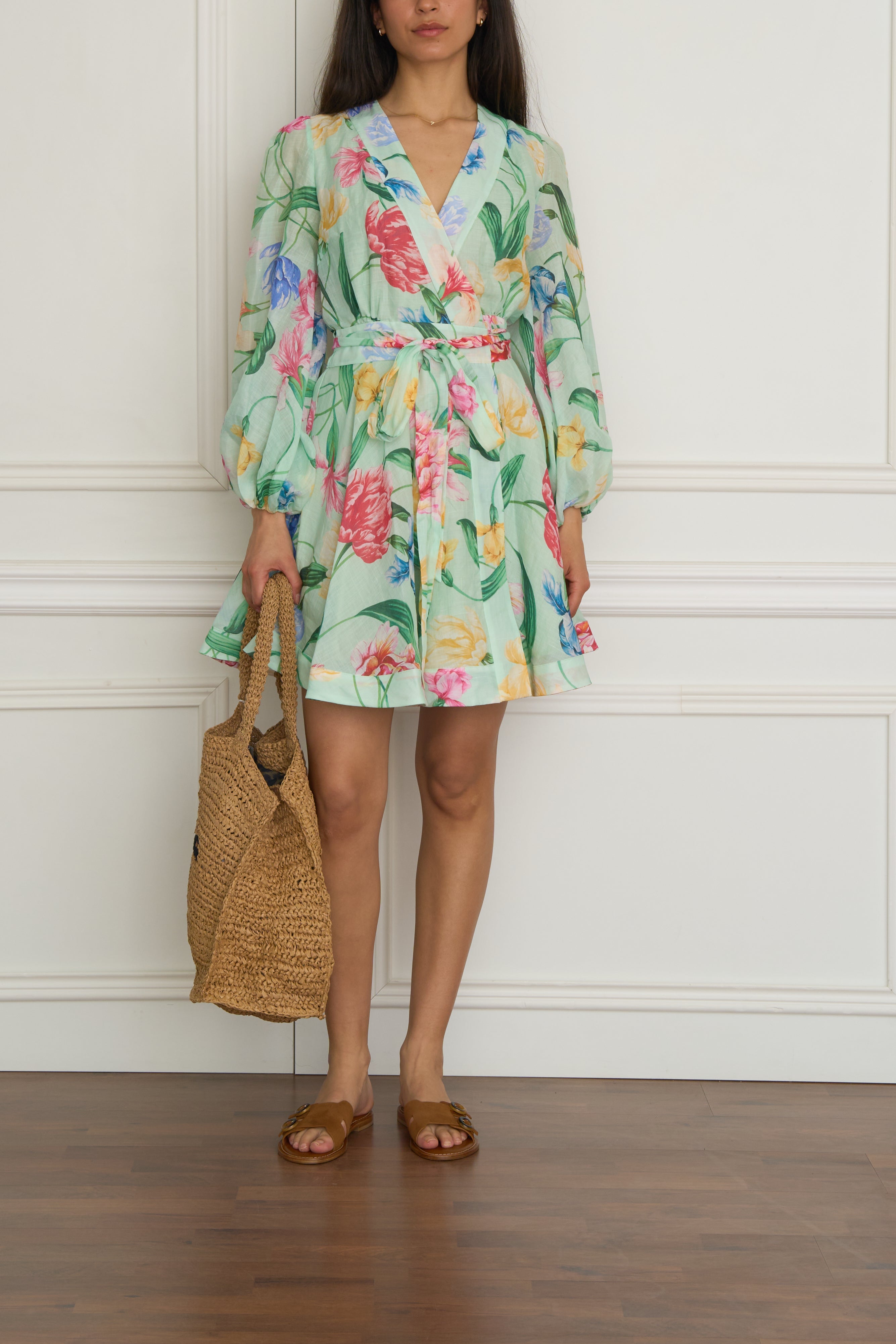 Gemustertes Wickelkleid in grün