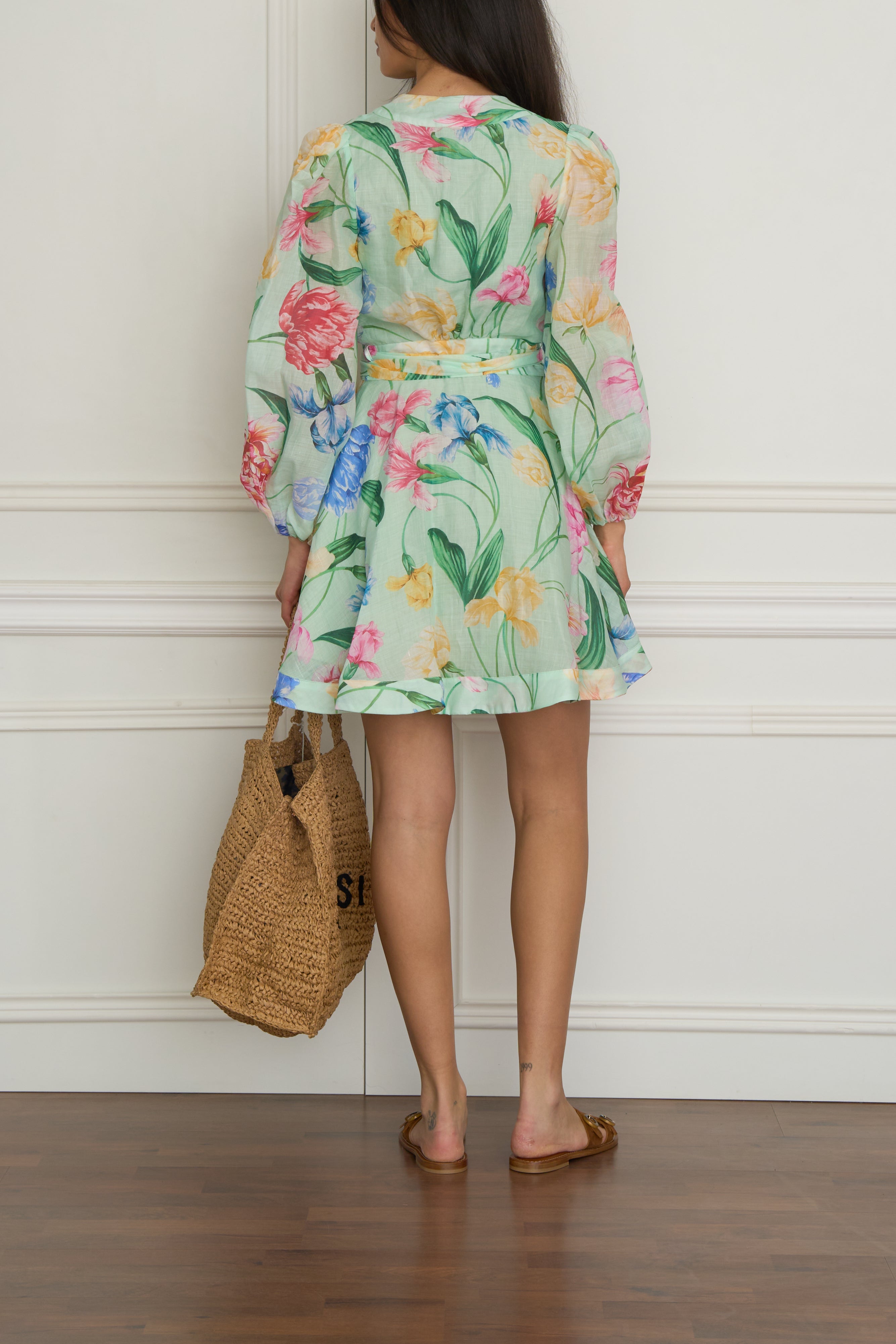 Gemustertes Wickelkleid in grün