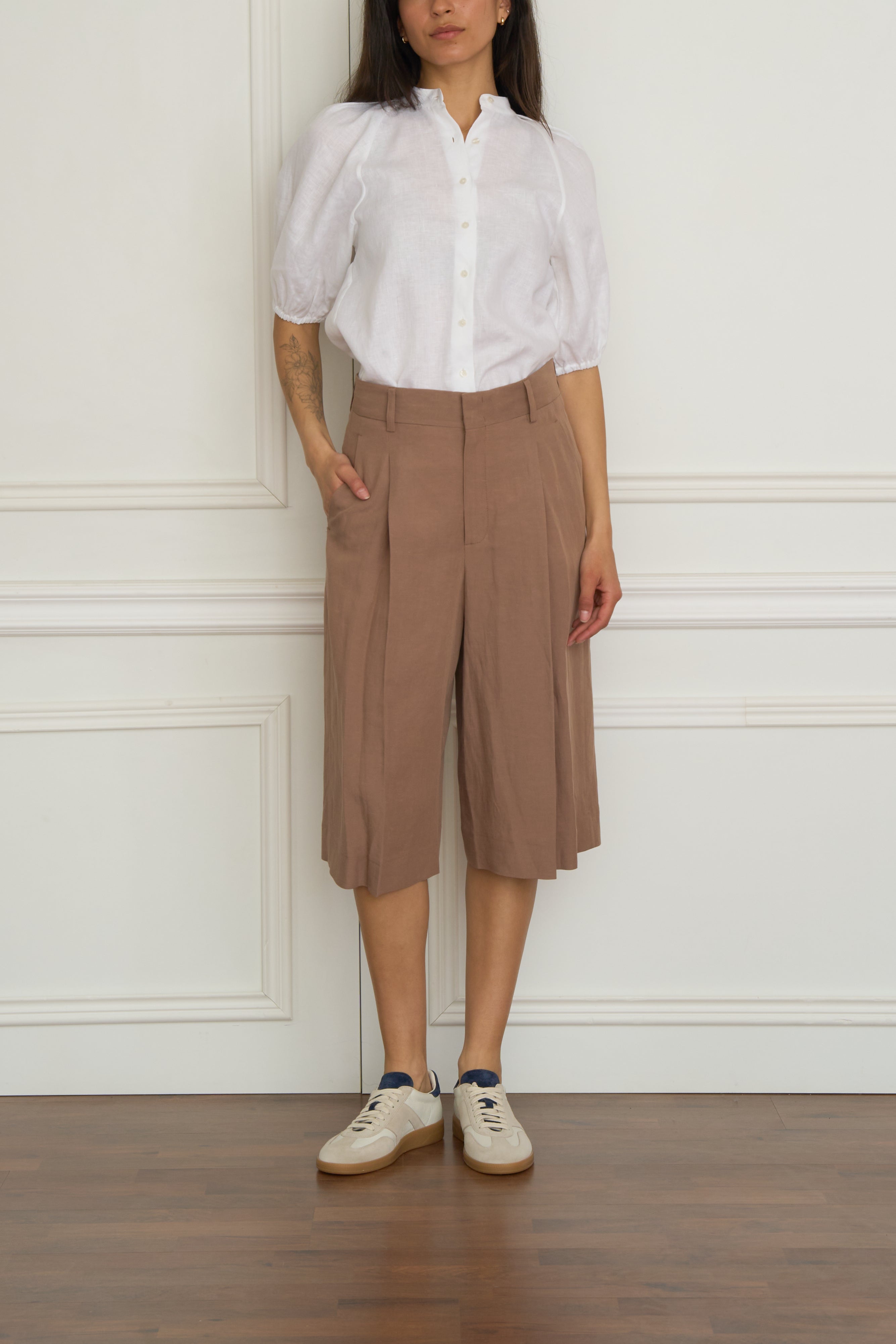 Leinen Bermuda Shorts 'Devin' in camel