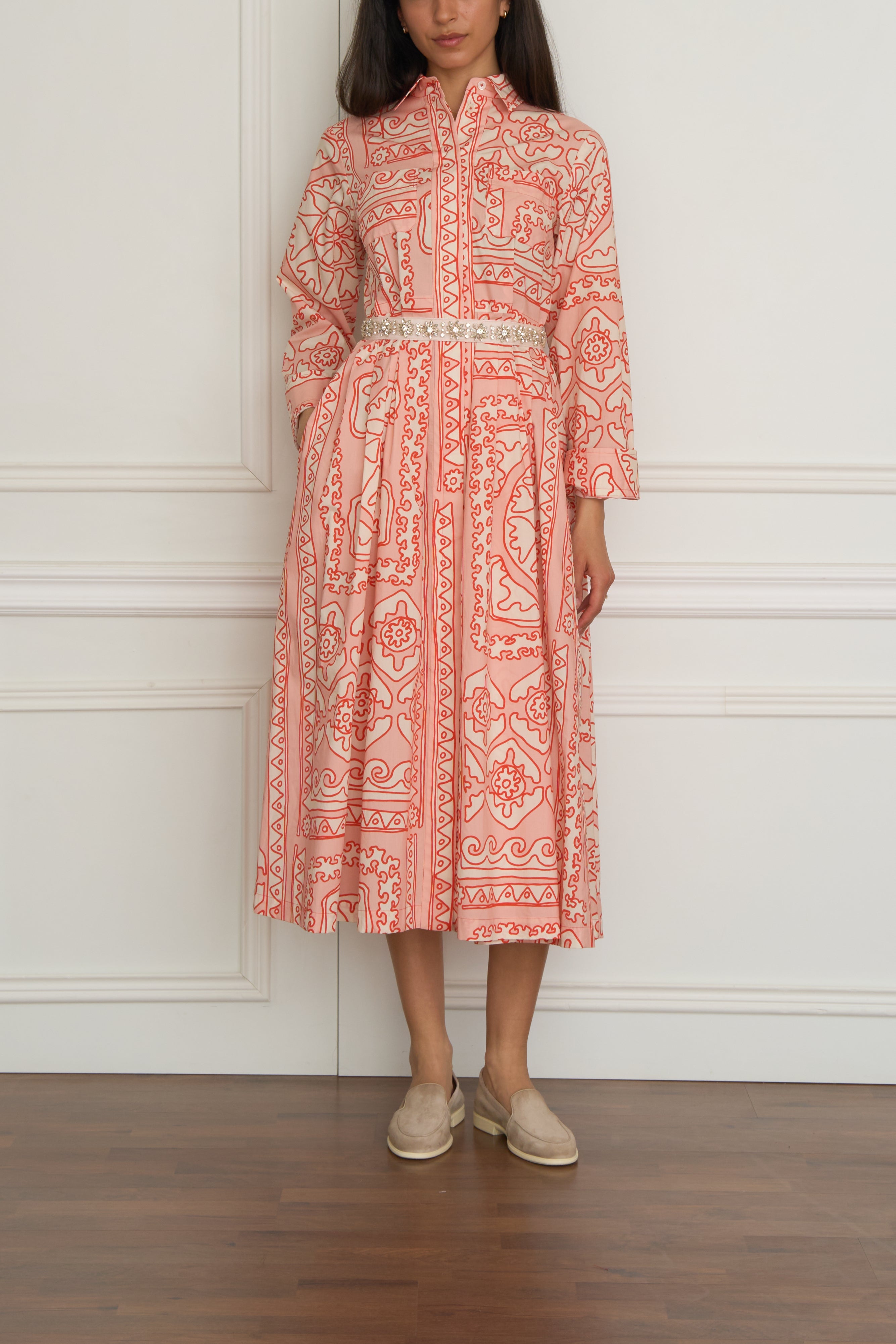 Hemdblusenkleid in rosa