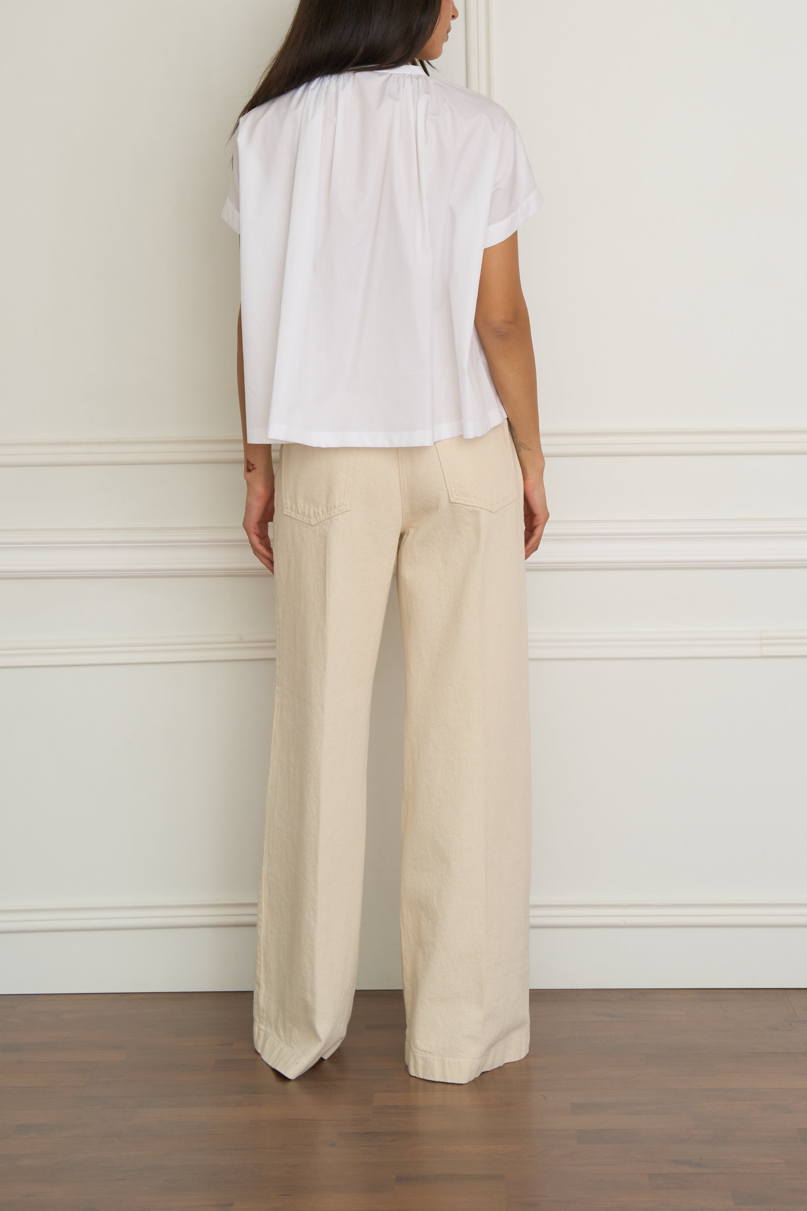 Baumwoll-Popelinhemd in weiß