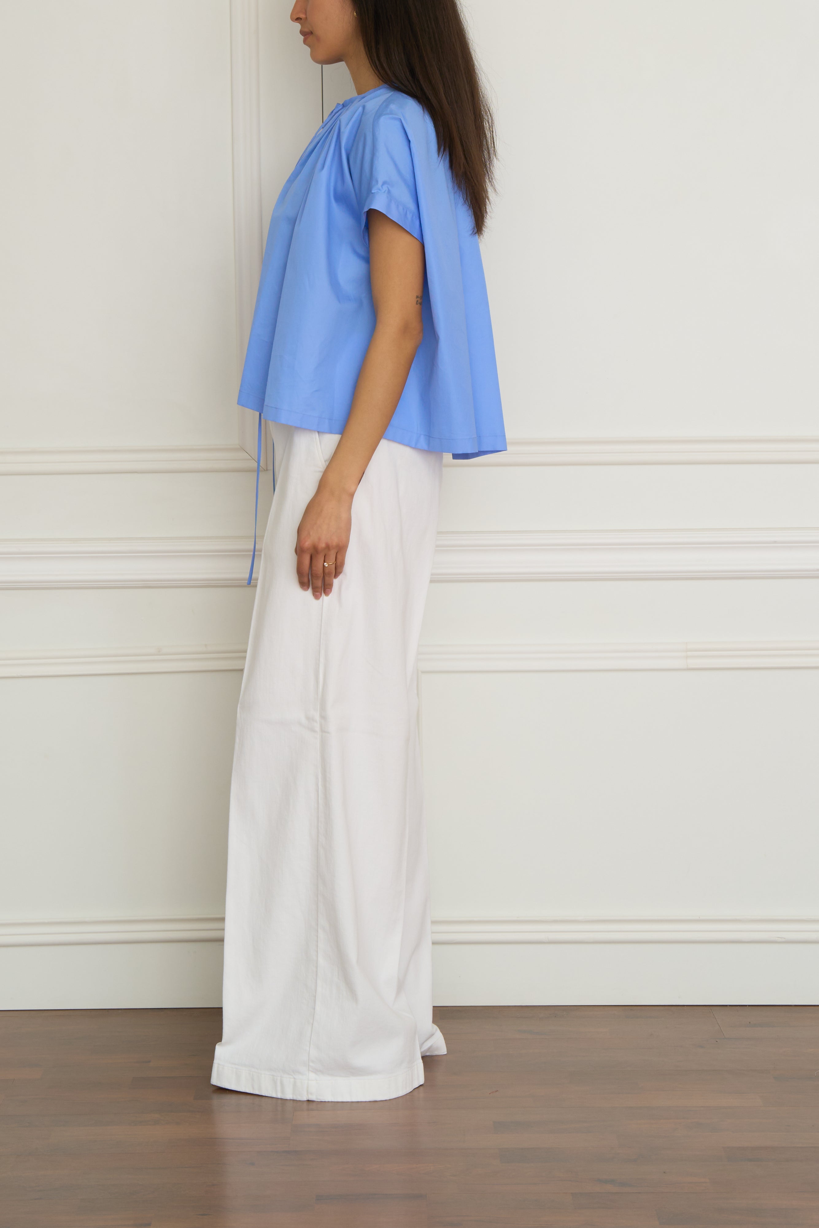 Baumwoll-Popelinhemd in blau