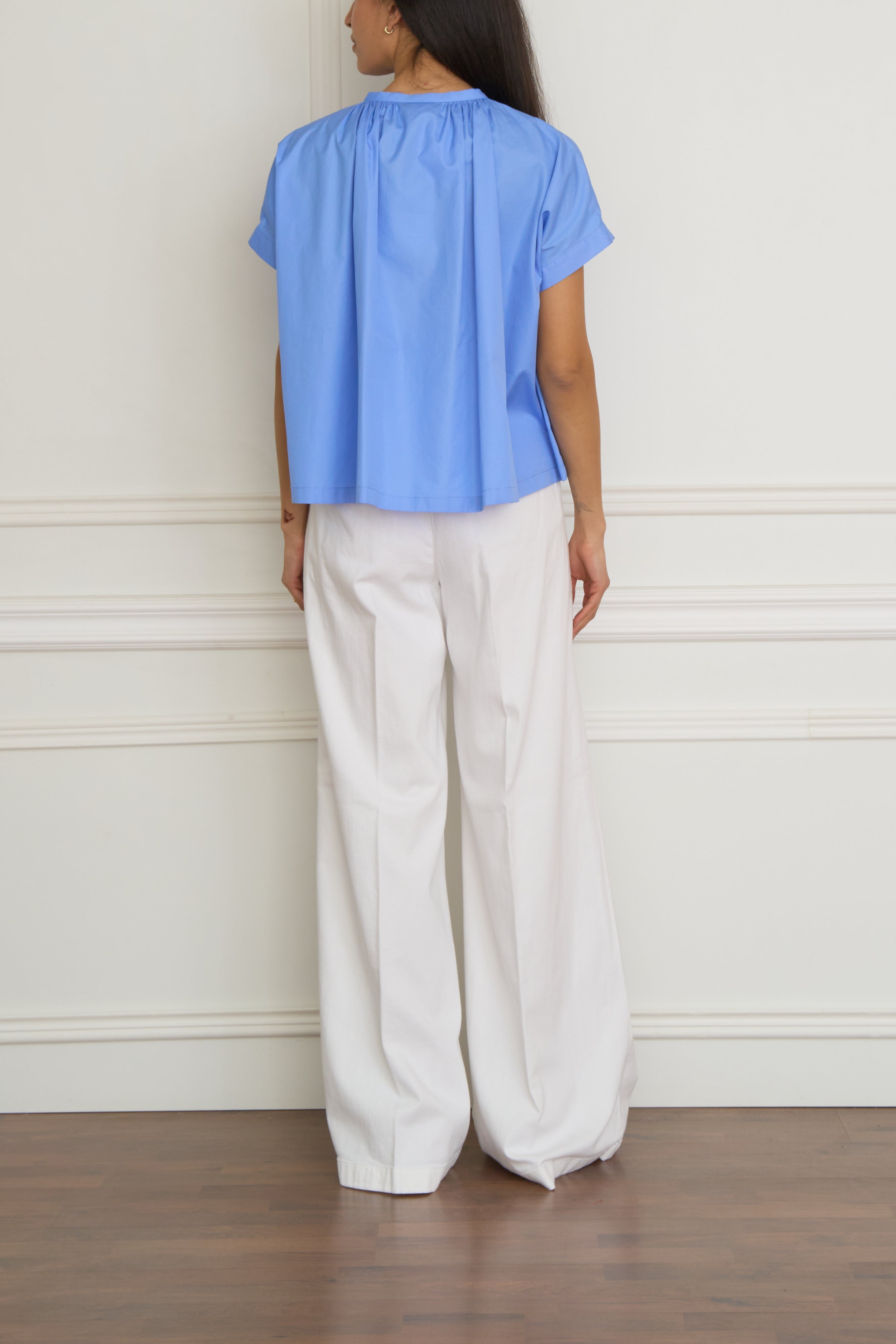 Baumwoll-Popelinhemd in blau