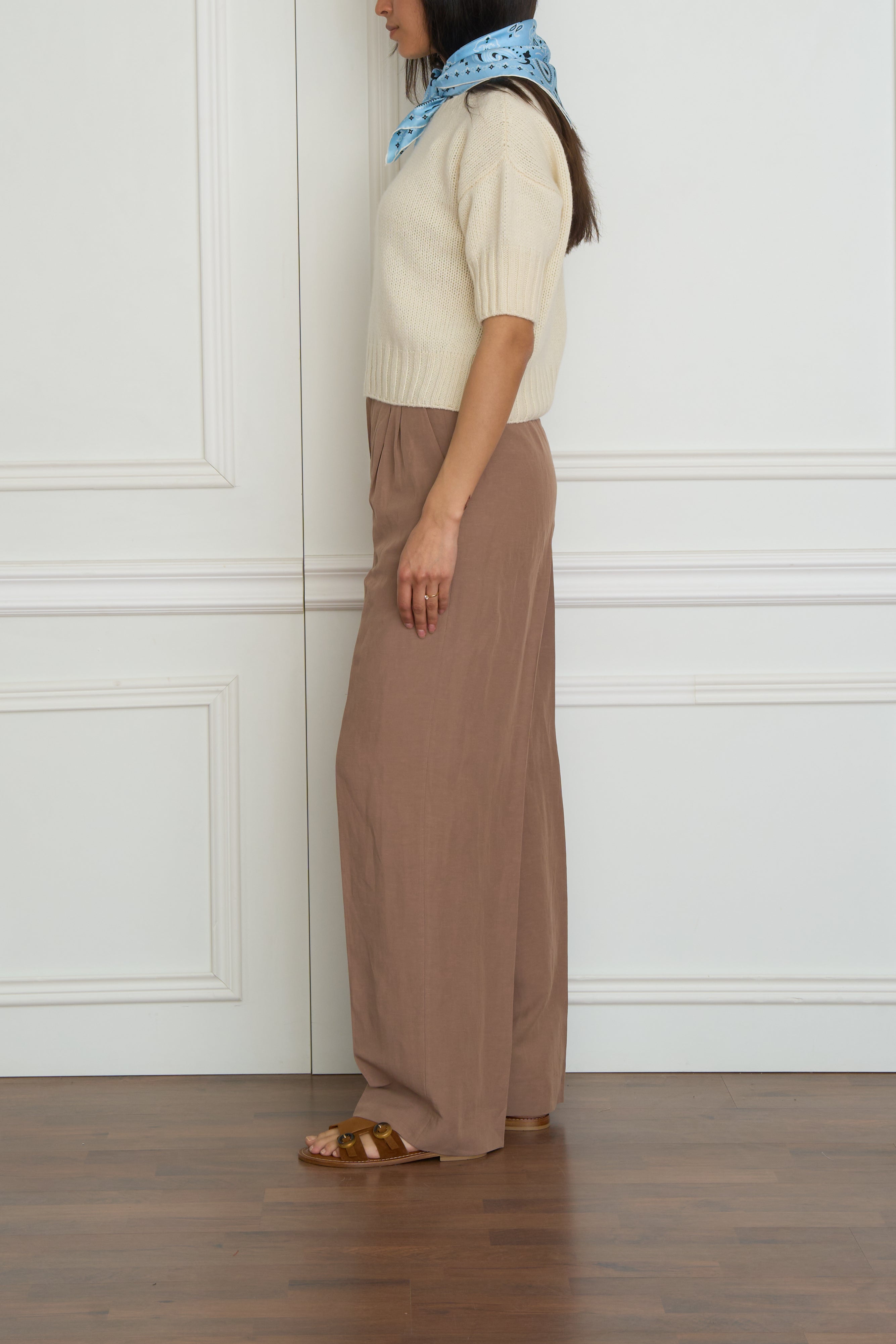 Kurzarmpullover in creme