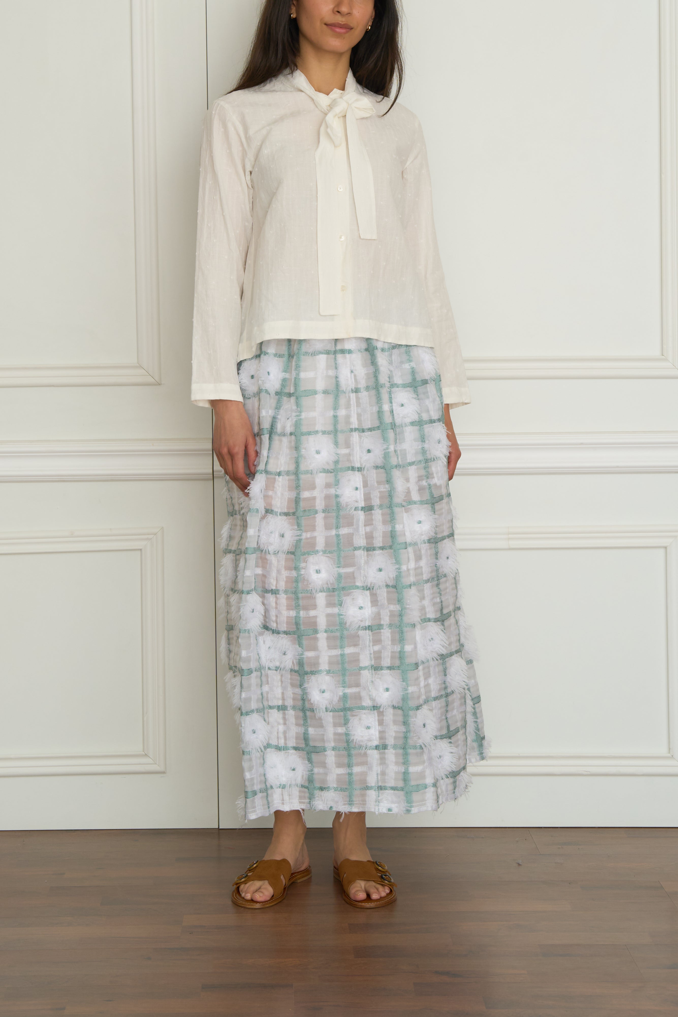 Karierter Rock in weiß/mint