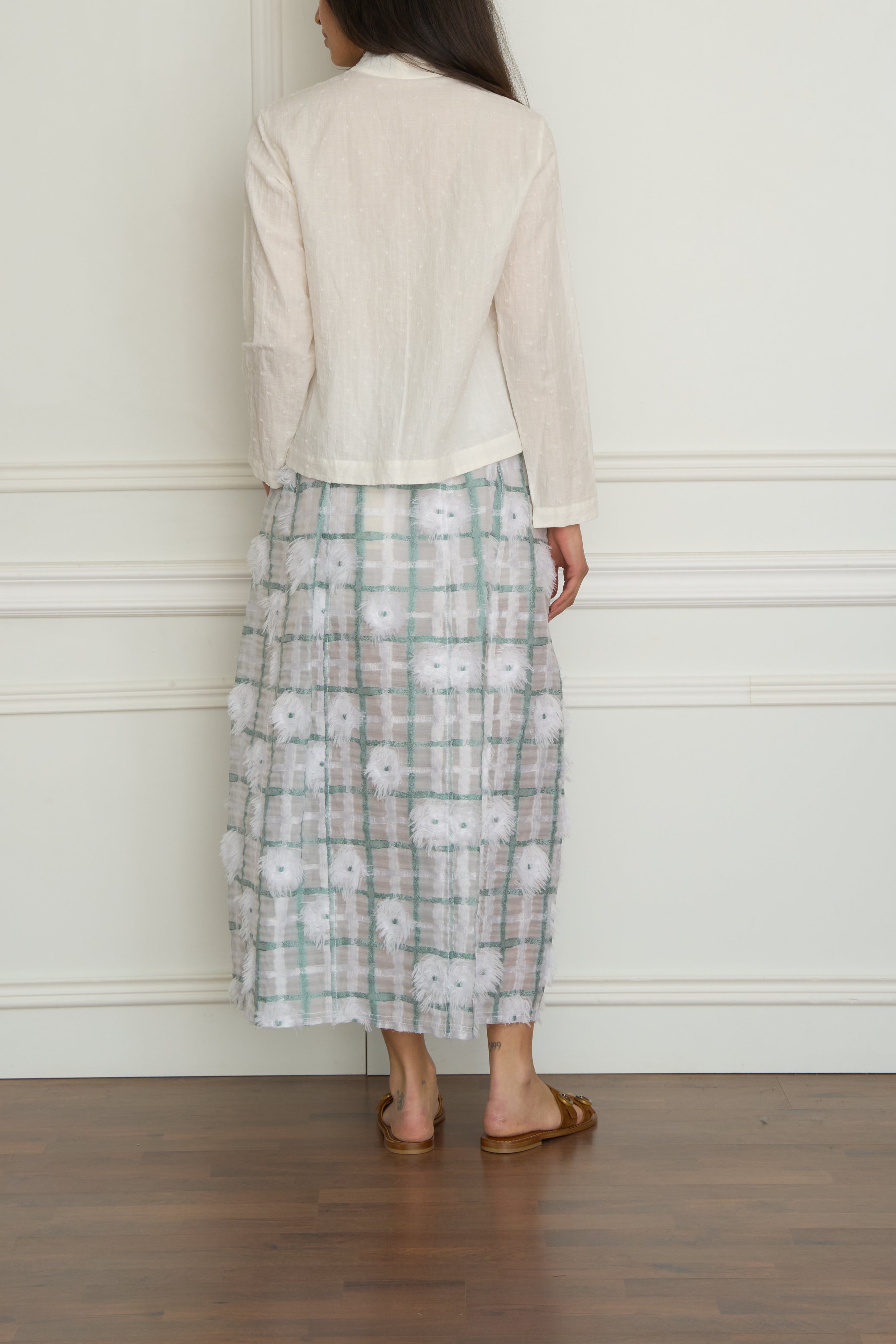 Schluppenbluse in creme