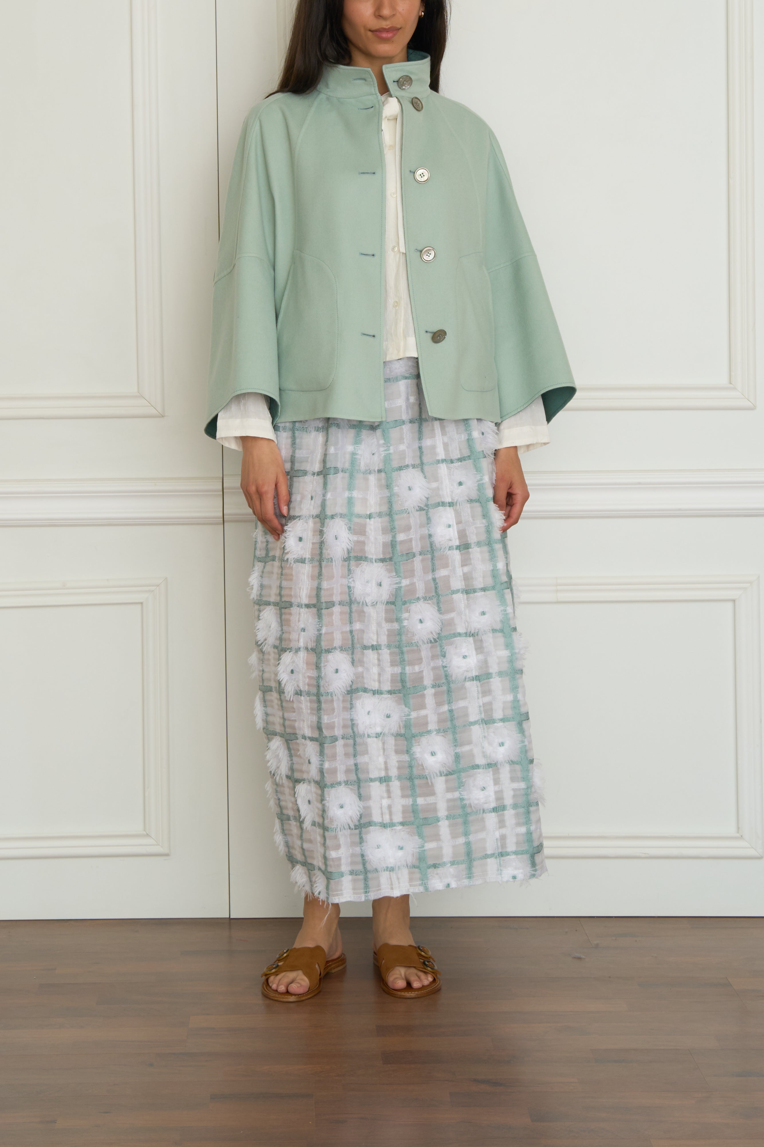 Geknöpfte Wendejacke in salbei/mint