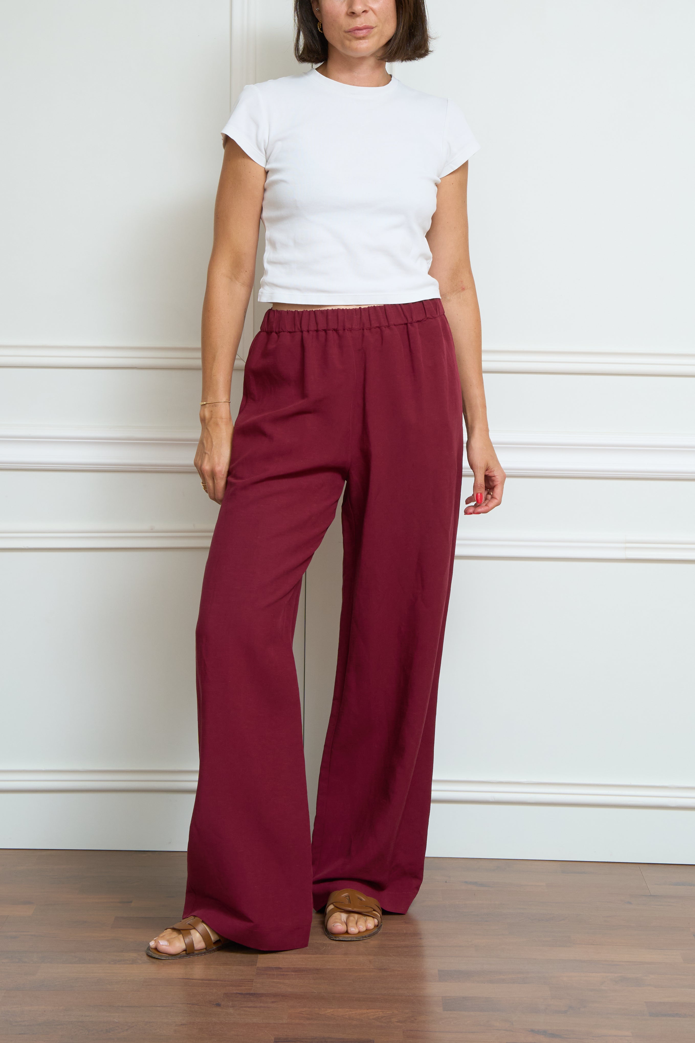 Leinenhose in bordeaux