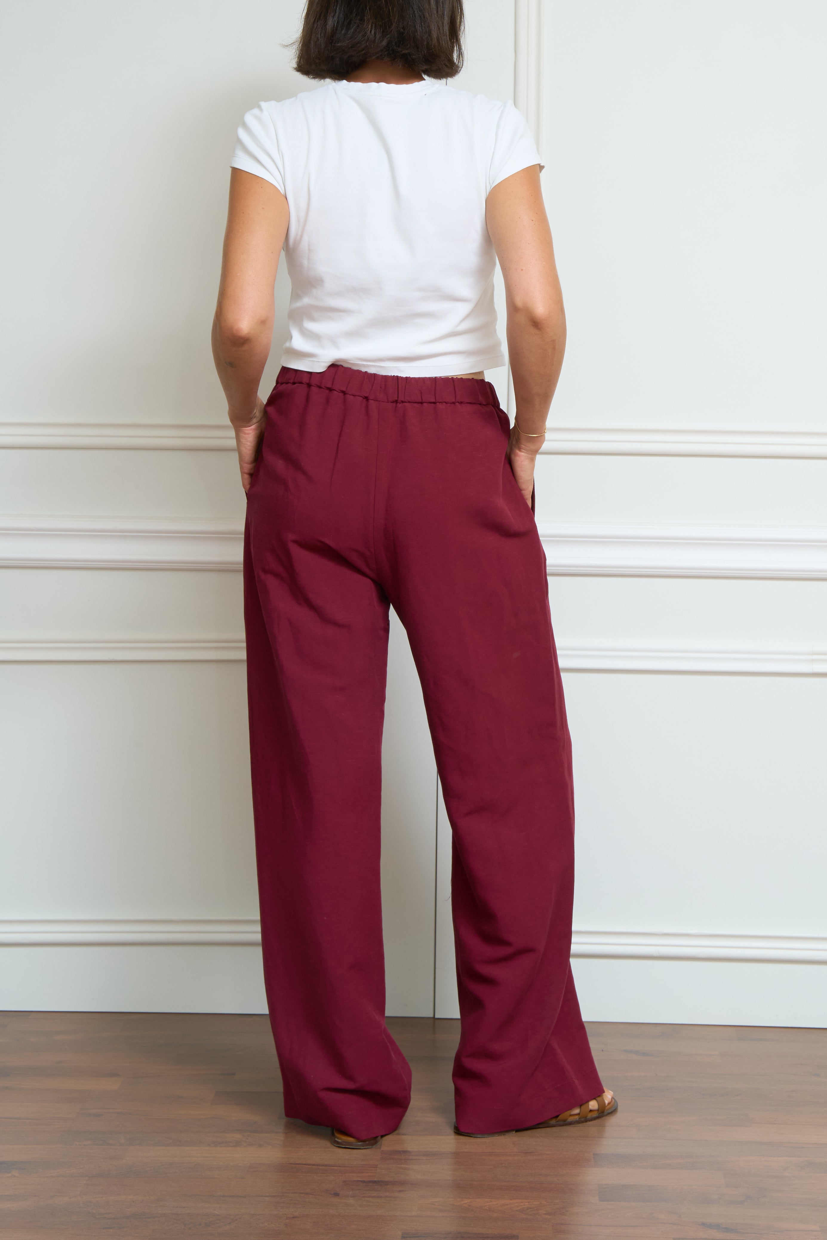 Leinenhose in bordeaux