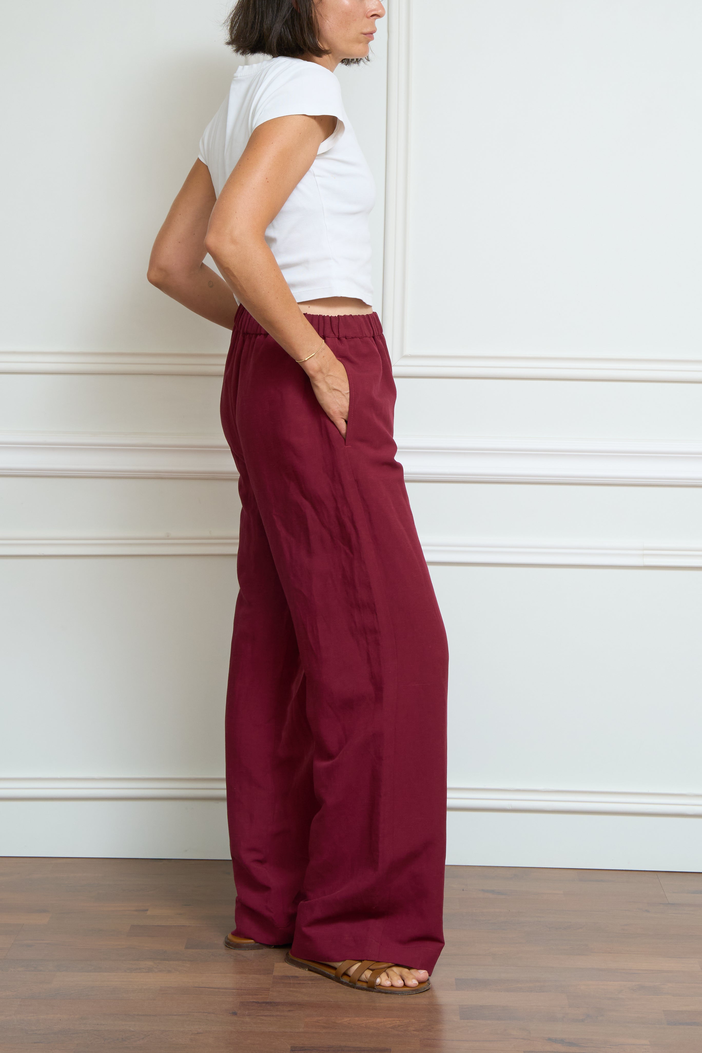 Leinenhose in bordeaux