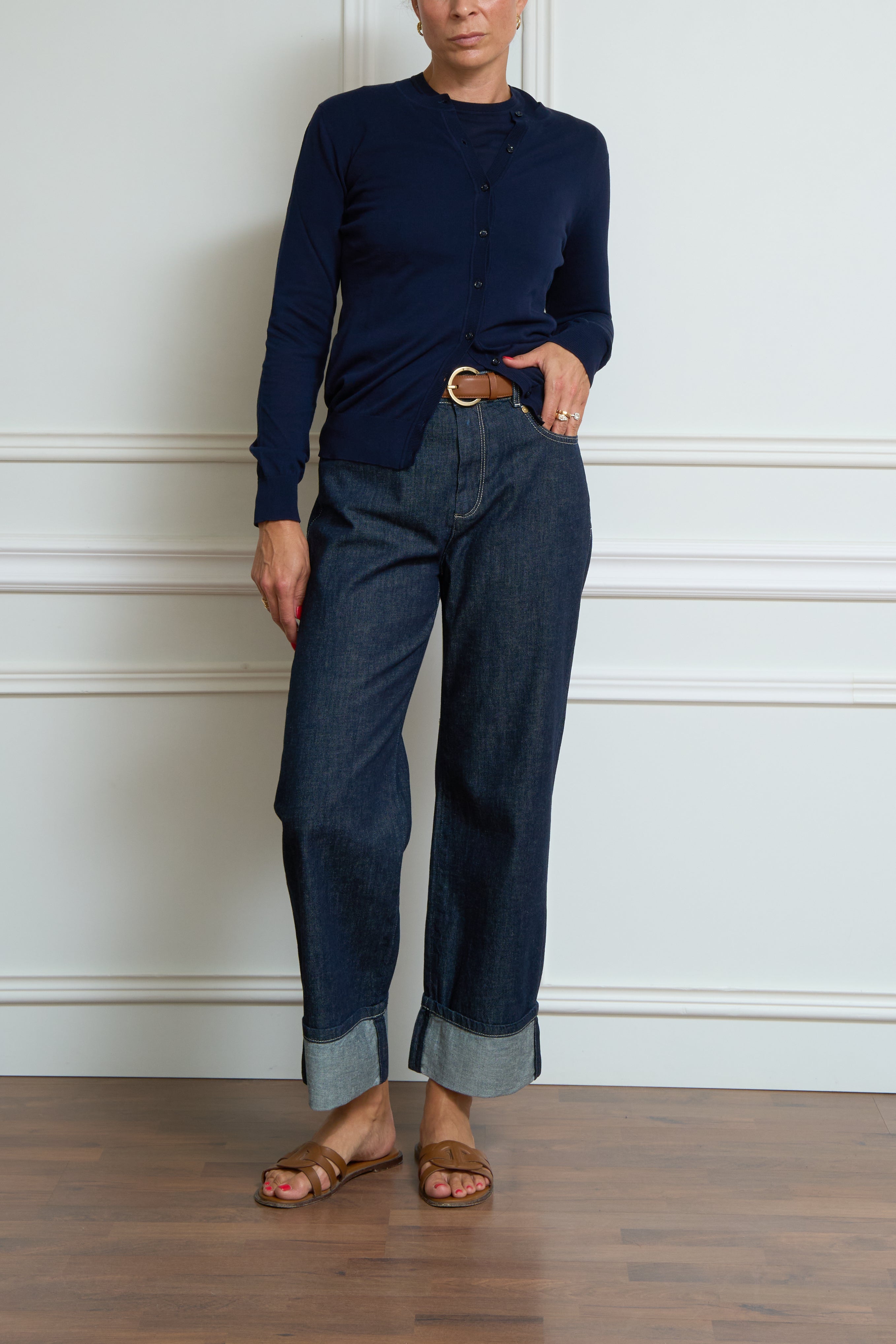 Kaschmir-Strickjacke in marine