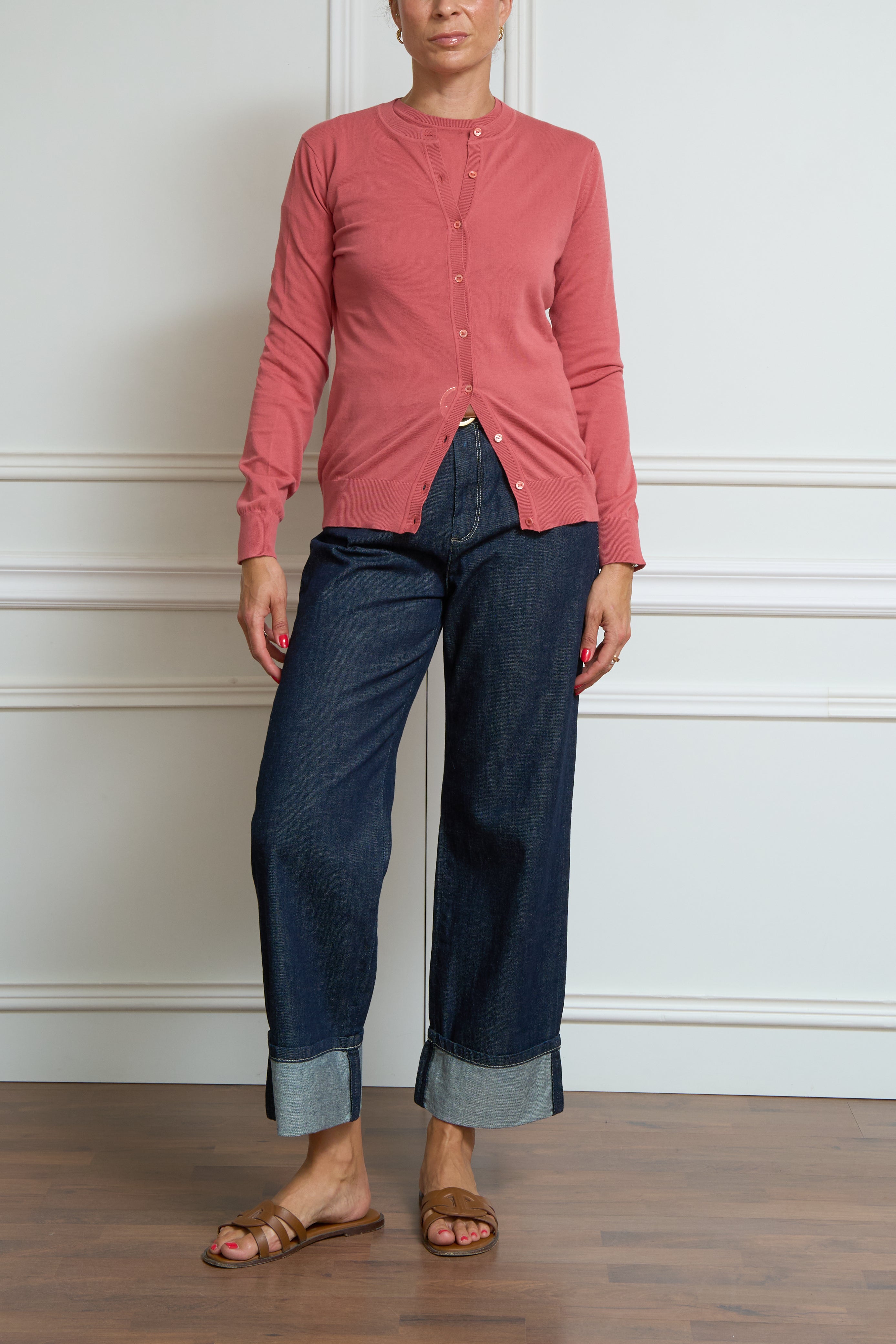 Kaschmir-Strickjacke in korall