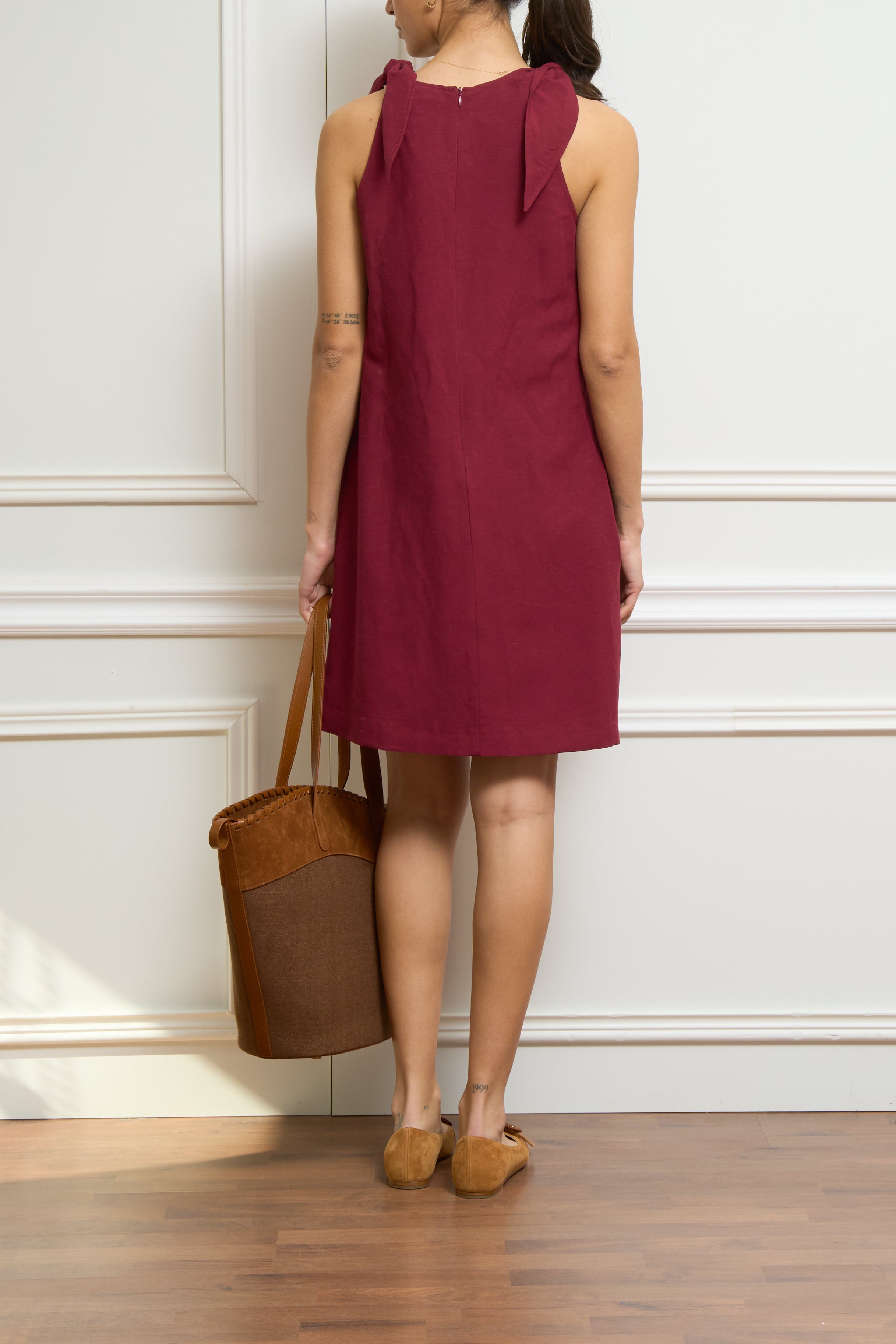 Leinenkleid in bordeaux