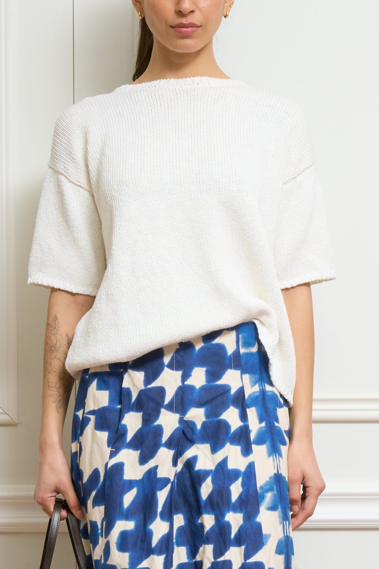 Kurzarmpullover in weiß