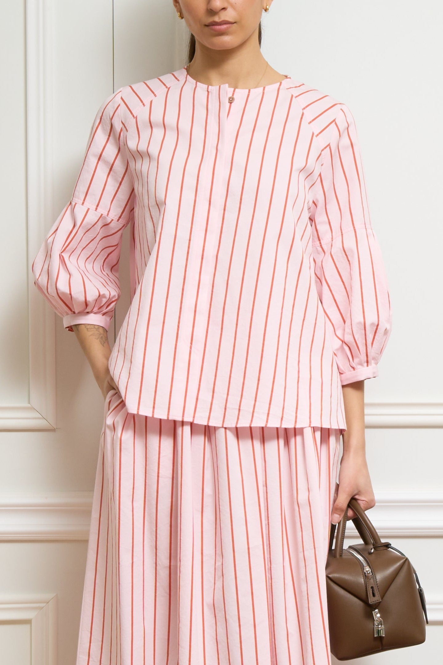 Gestreifte Bluse in rosa/rot