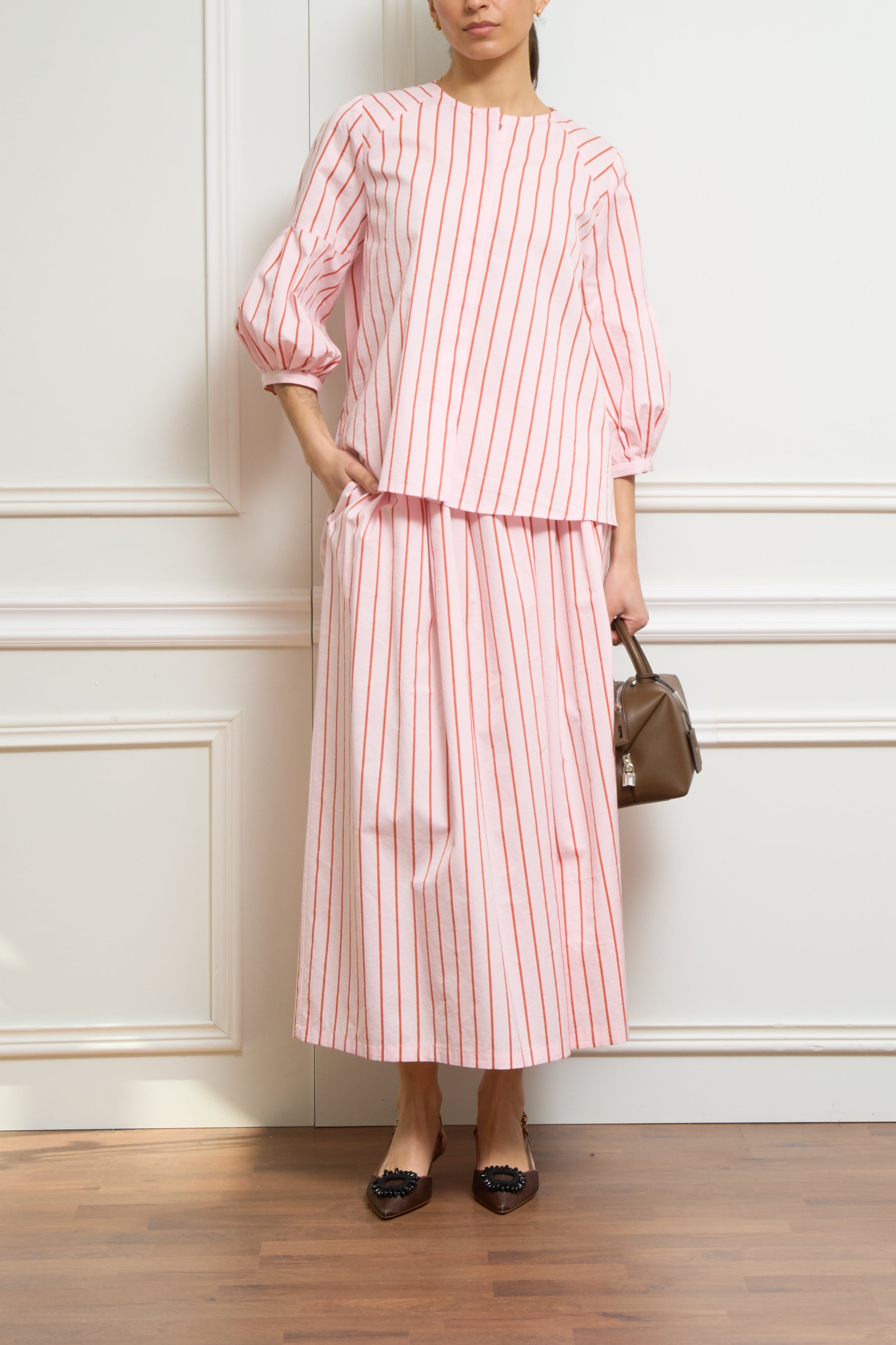 Gestreifter Rock in rosa/rot