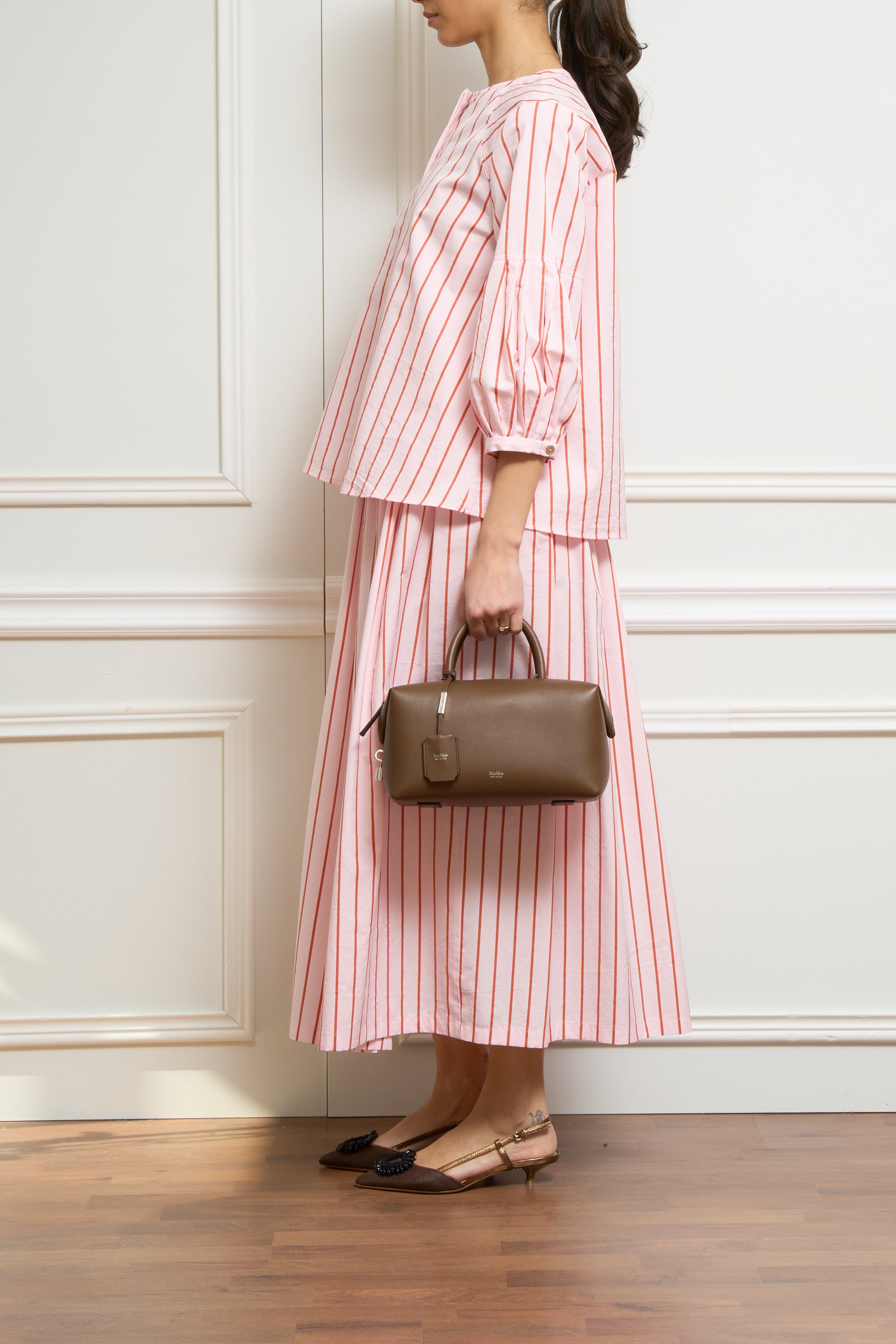 Gestreifte Bluse in rosa/rot