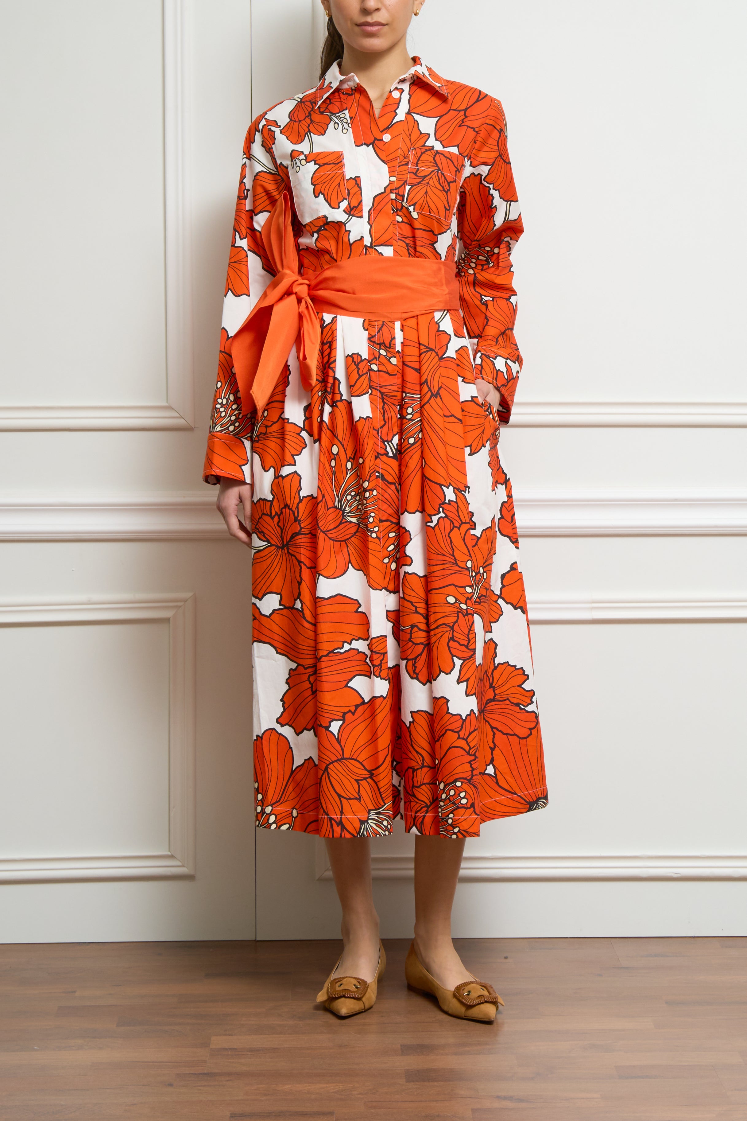 Gemustertes Kleid in orange