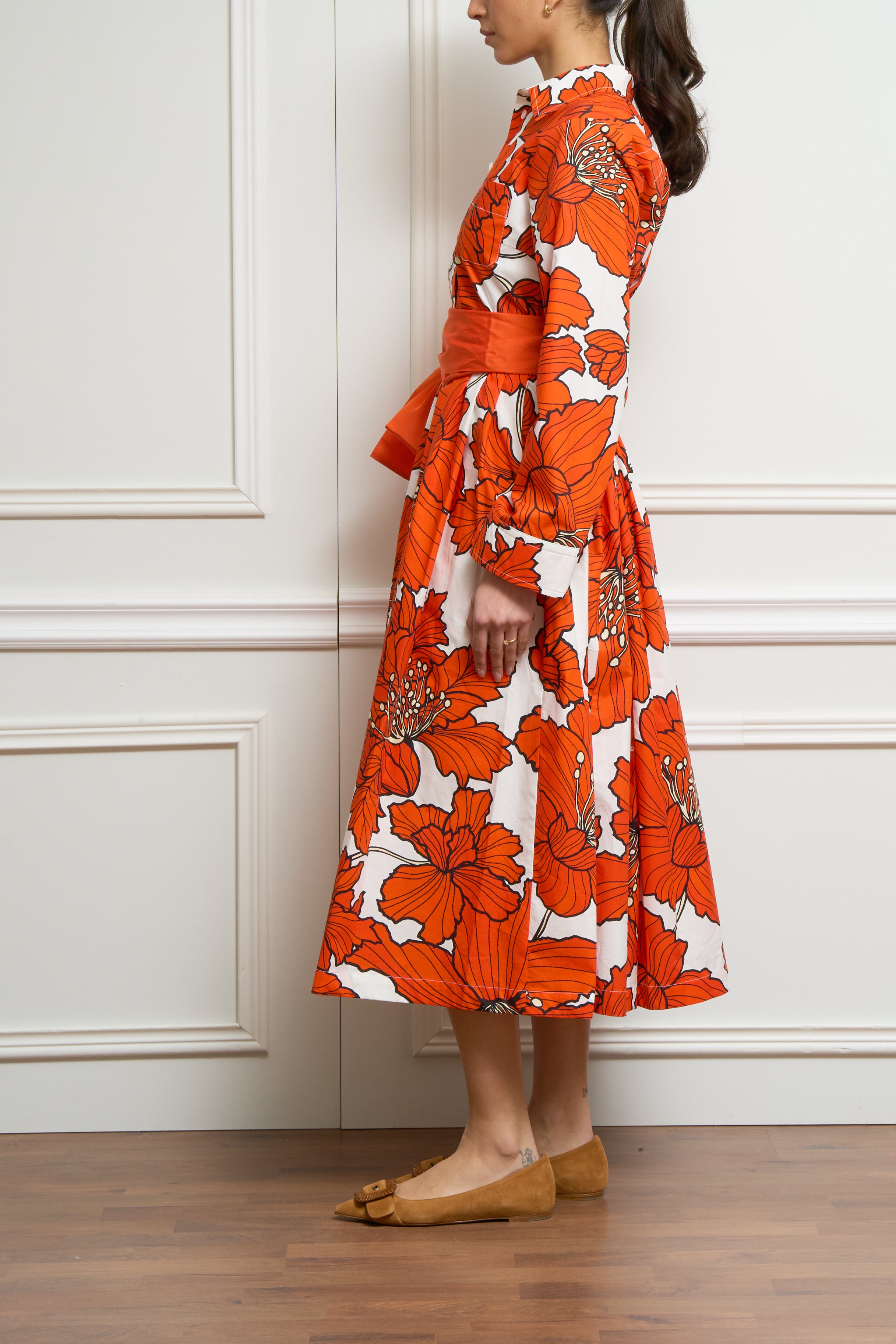 Gemustertes Kleid in orange