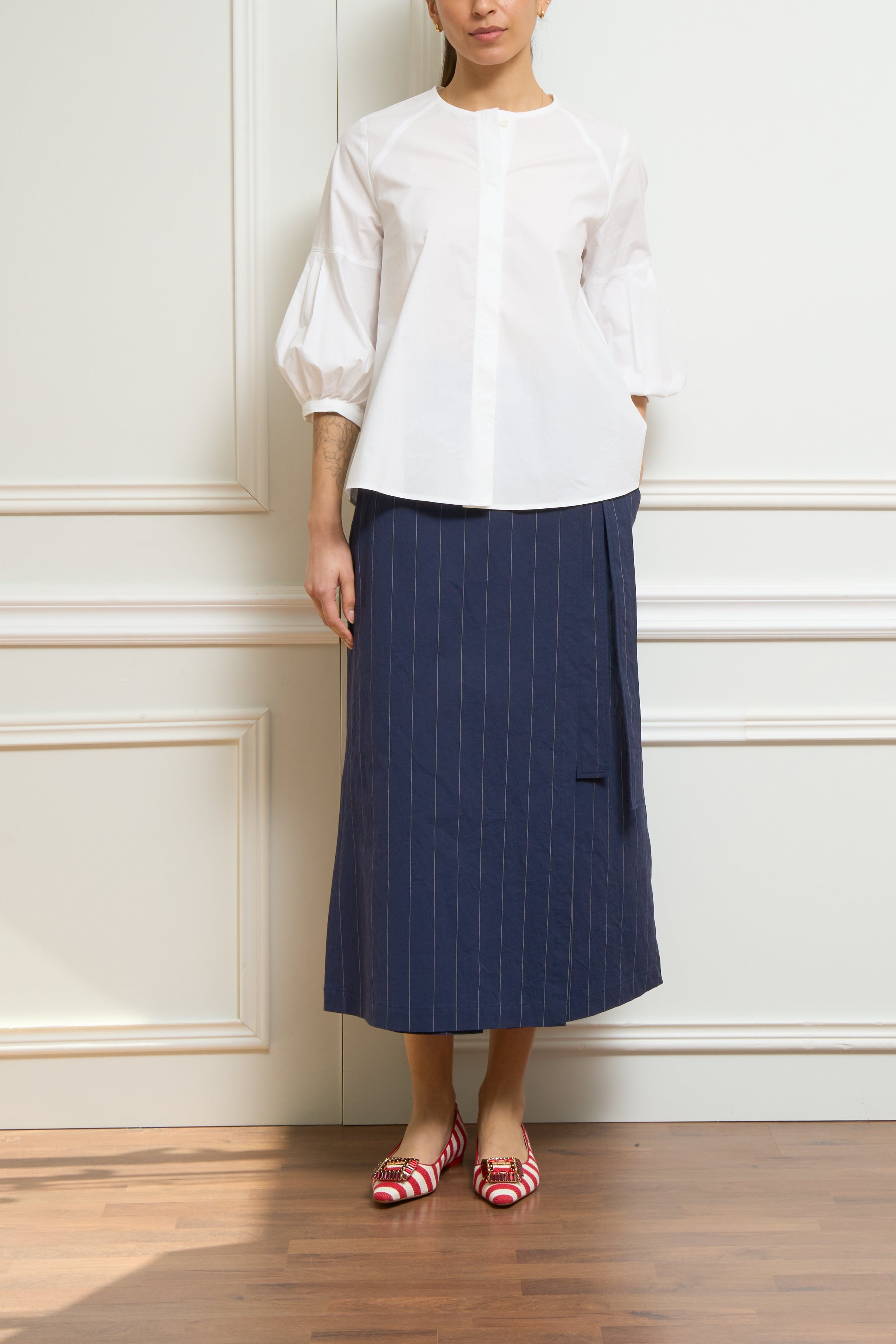 Bluse mit Puffärmeln in weiß