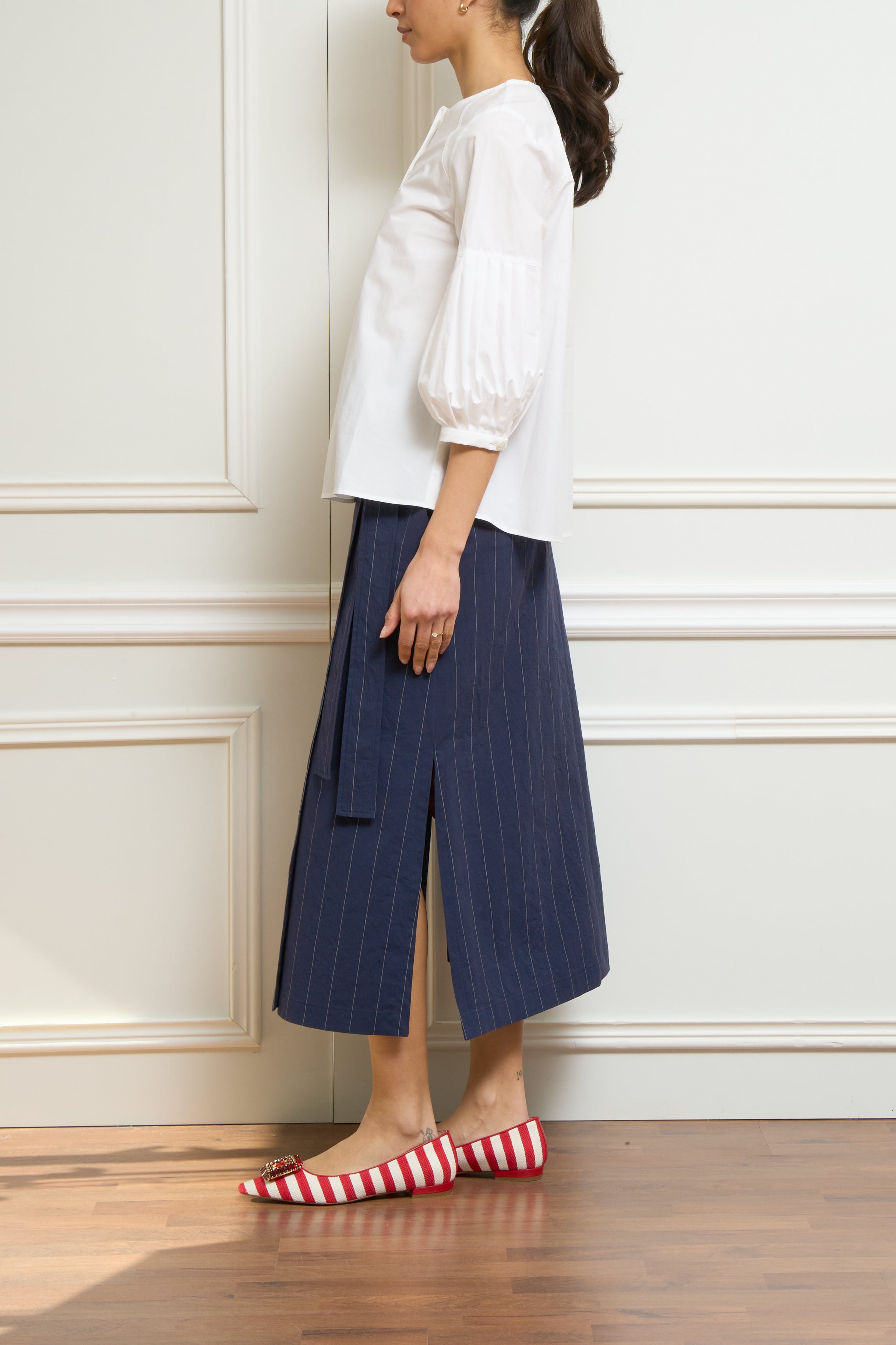 Bluse mit Puffärmeln in weiß