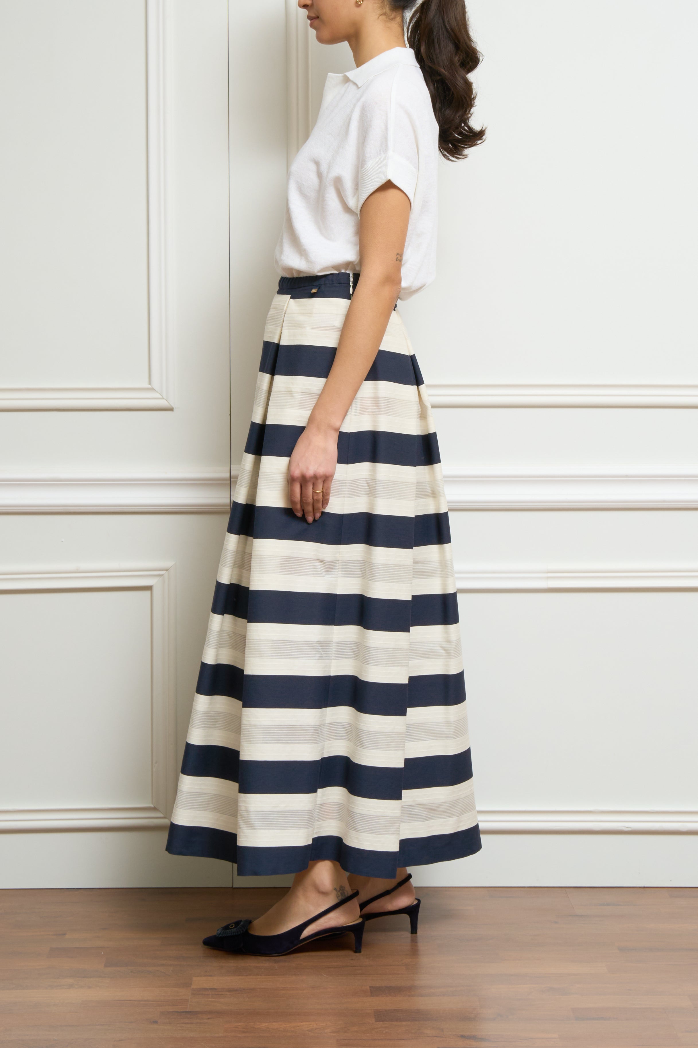 Gestreifter Maxirock in navy/weiß