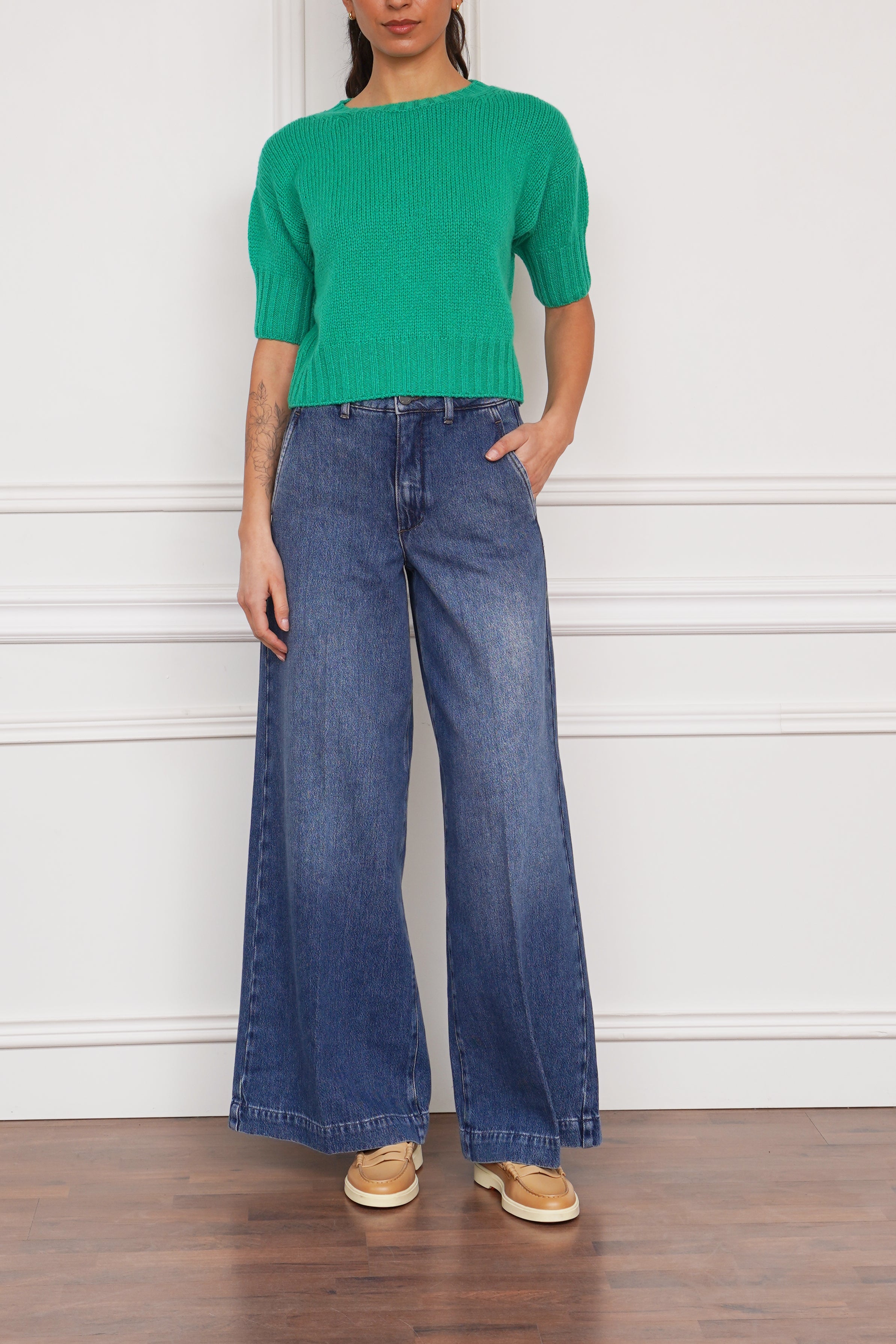 Kurzarmpullover in grün