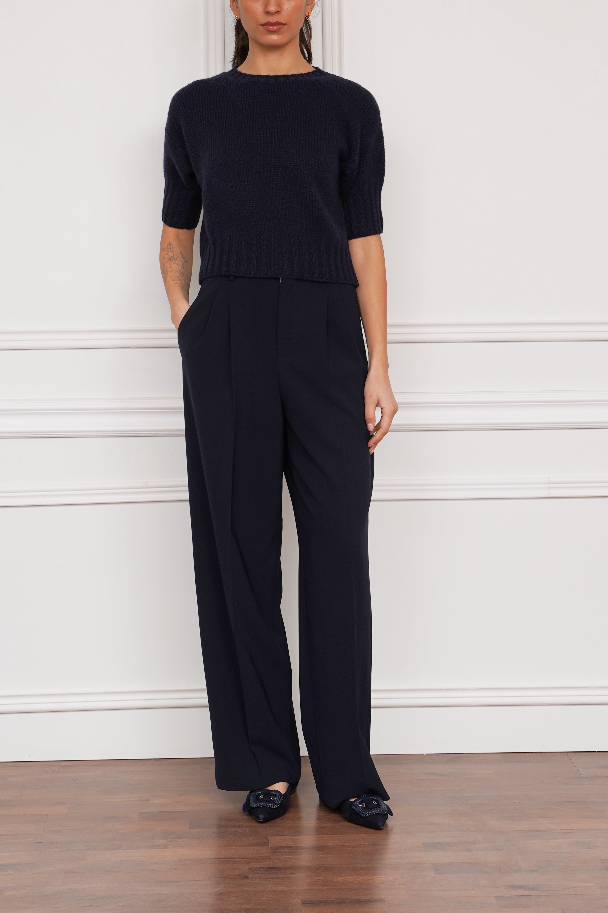 Kurzarmpullover in marine