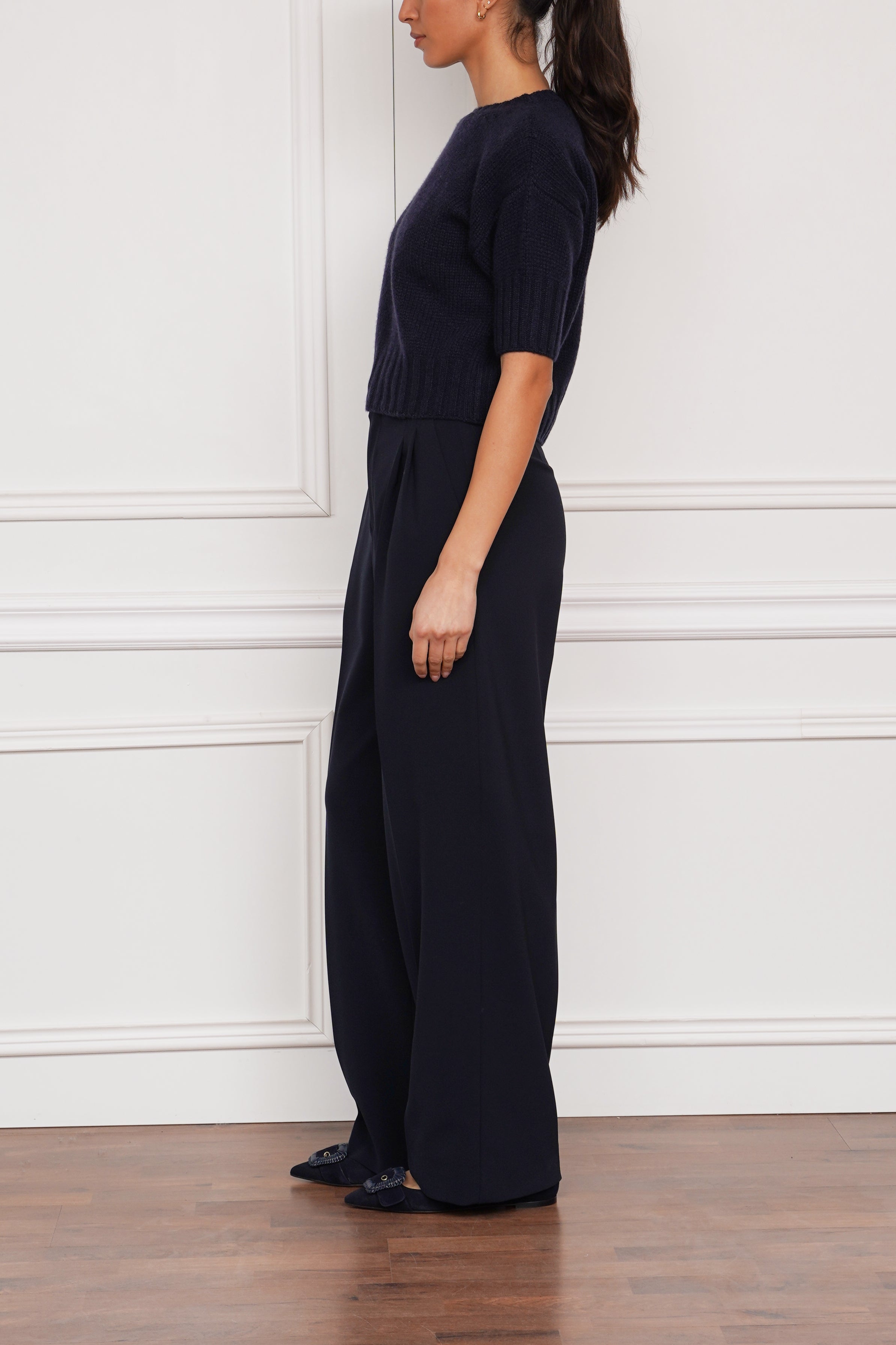 Kurzarmpullover in marine