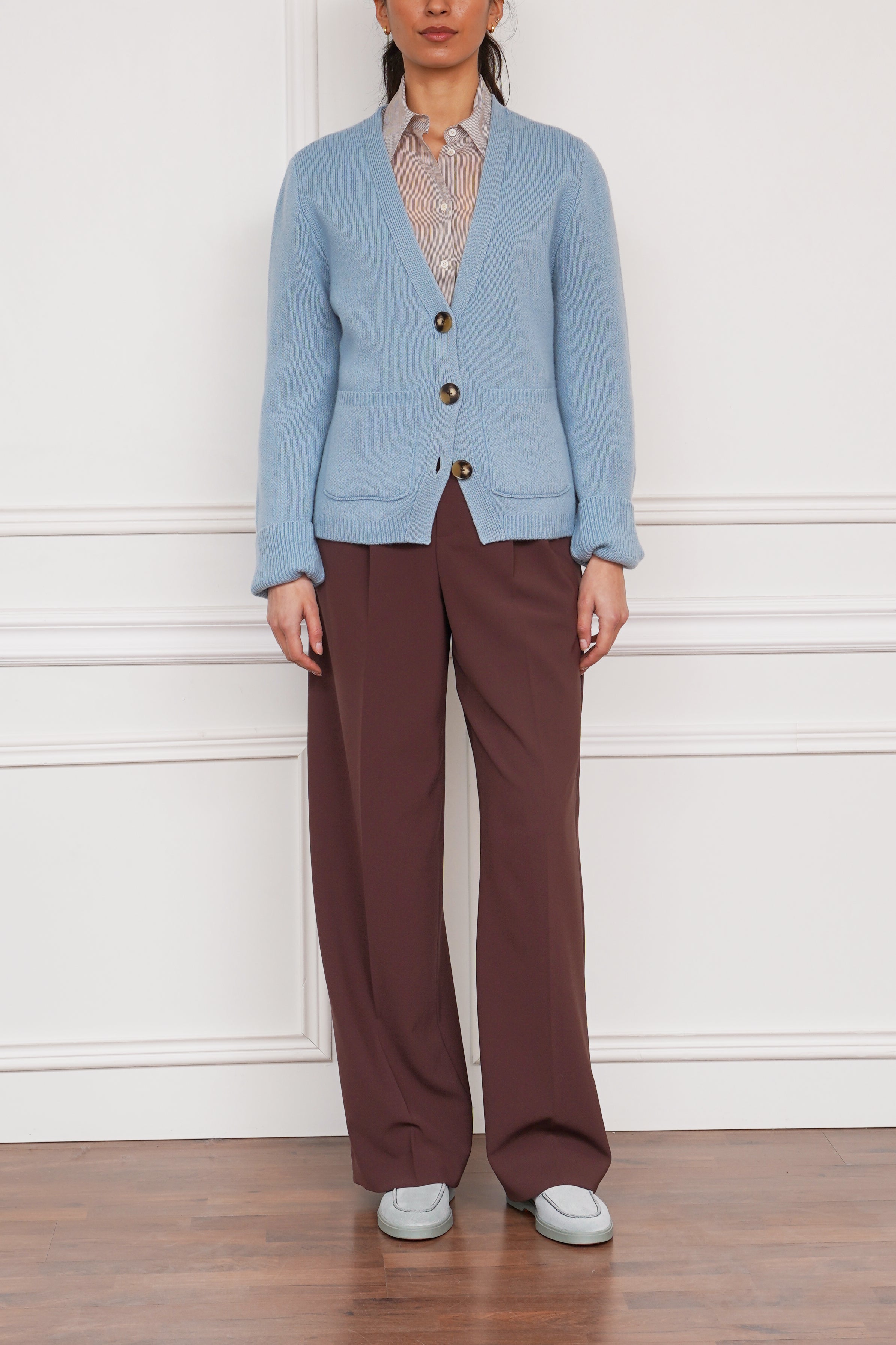 Kaschmirstrickjacke in blau