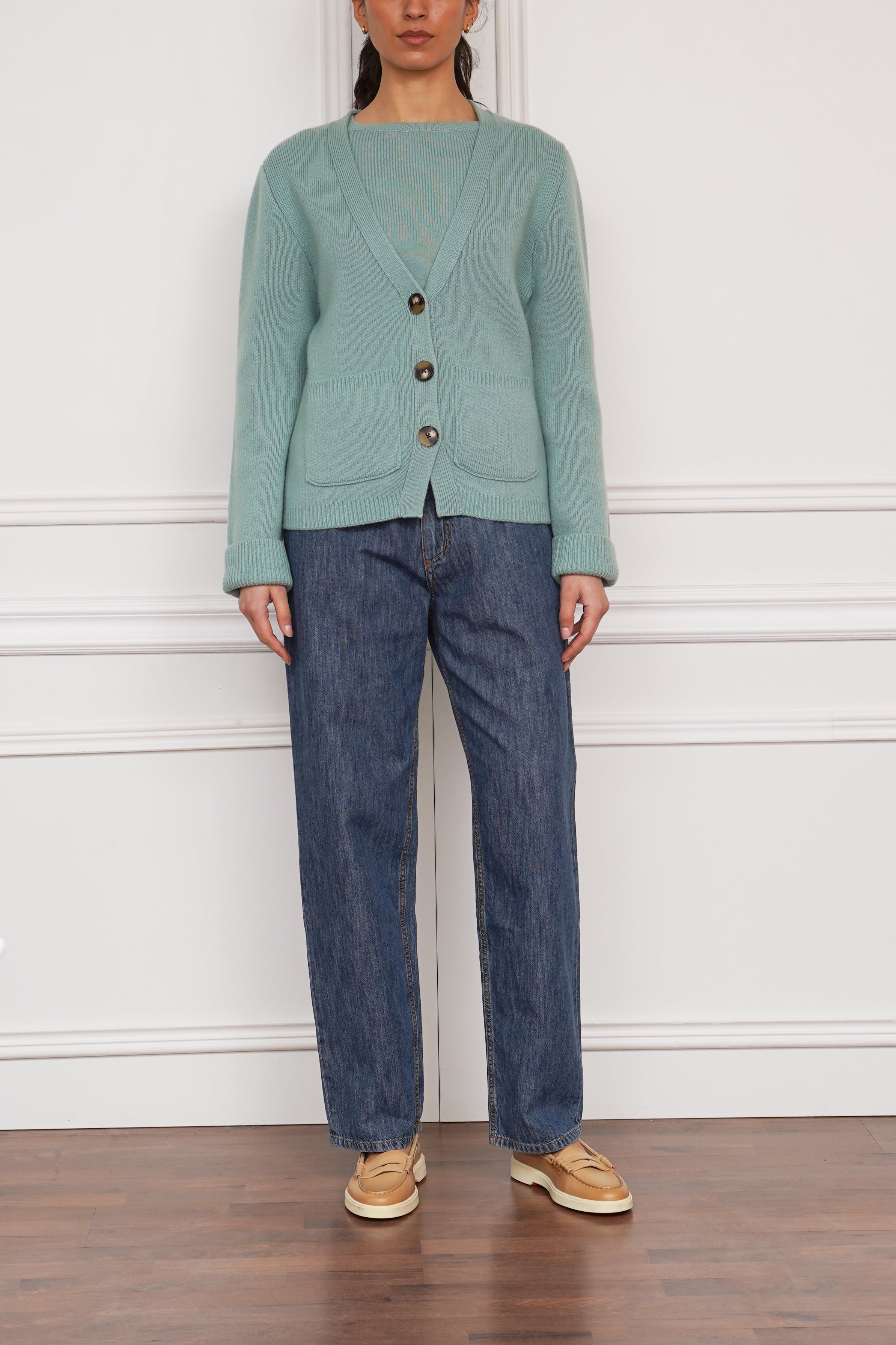 Kaschmirstrickjacke in grün