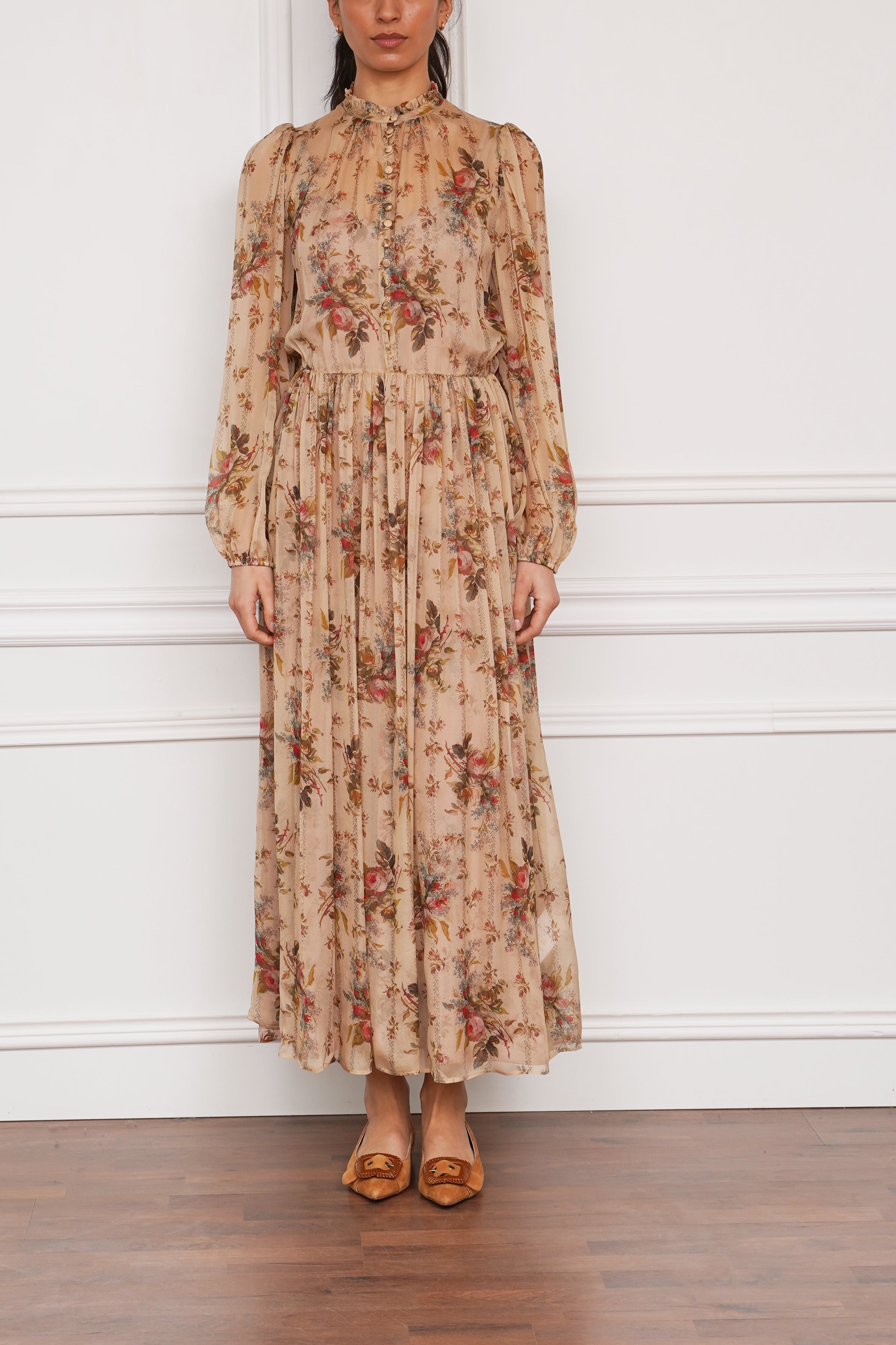 Gemustertes Kleid in beige