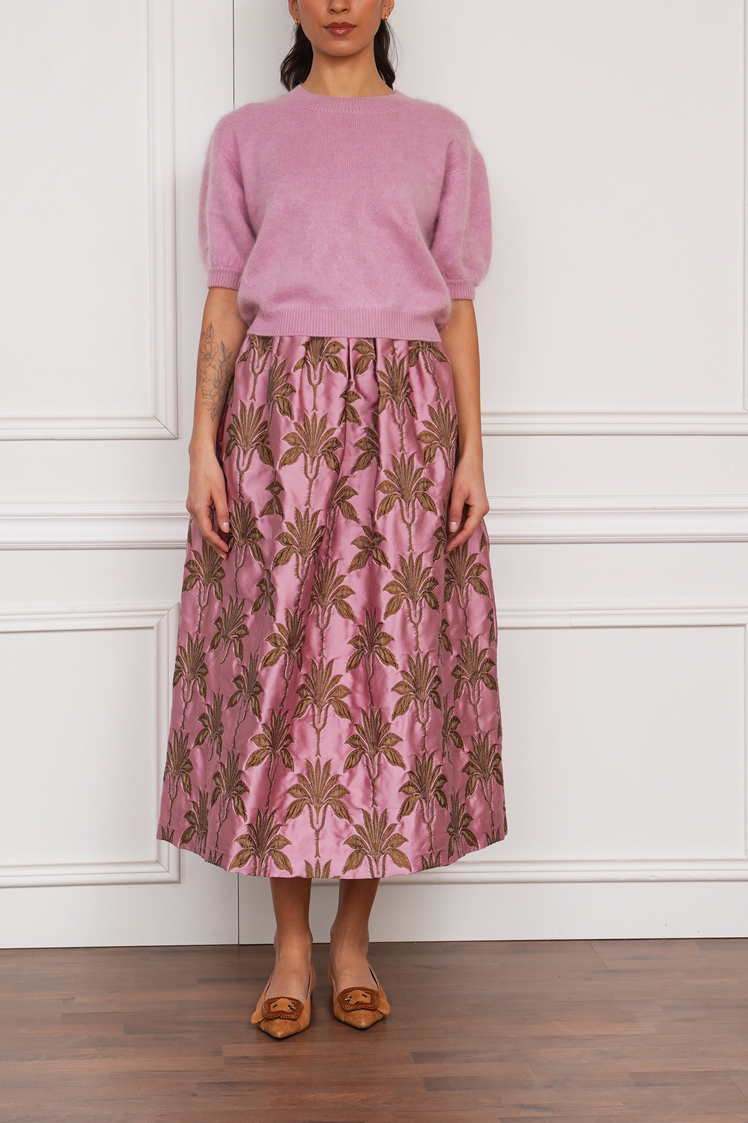 Cashmere short-sleeved sweater 'Juniper' in pink