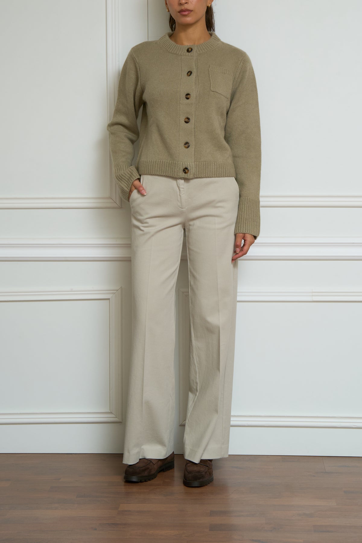 Gebürstete Strickjacke 'Lilly' in moss