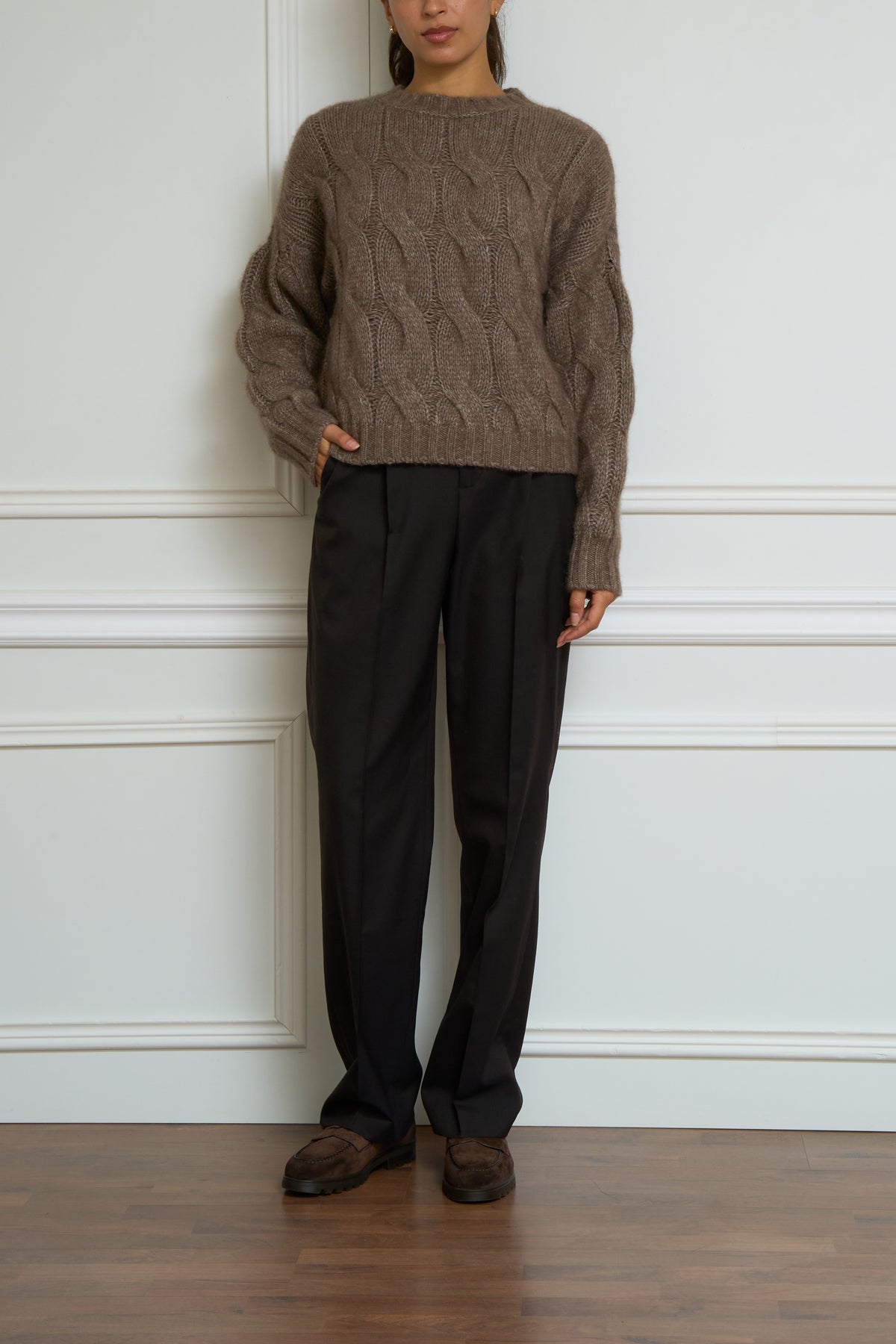 Zopfstrickpullover 'Daphne' in hazelnut