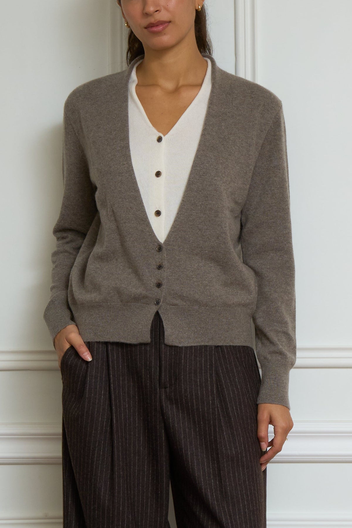 Kaschmir Strickjacke Vani' in taupe