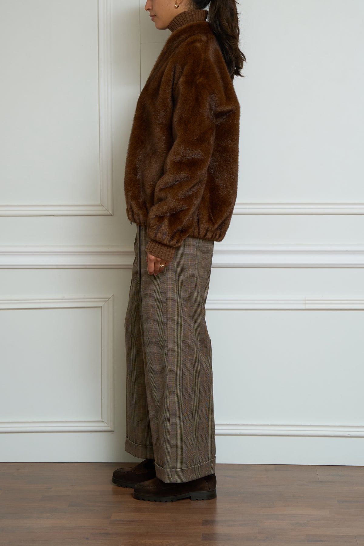 Kunstfell-Blouson in braun