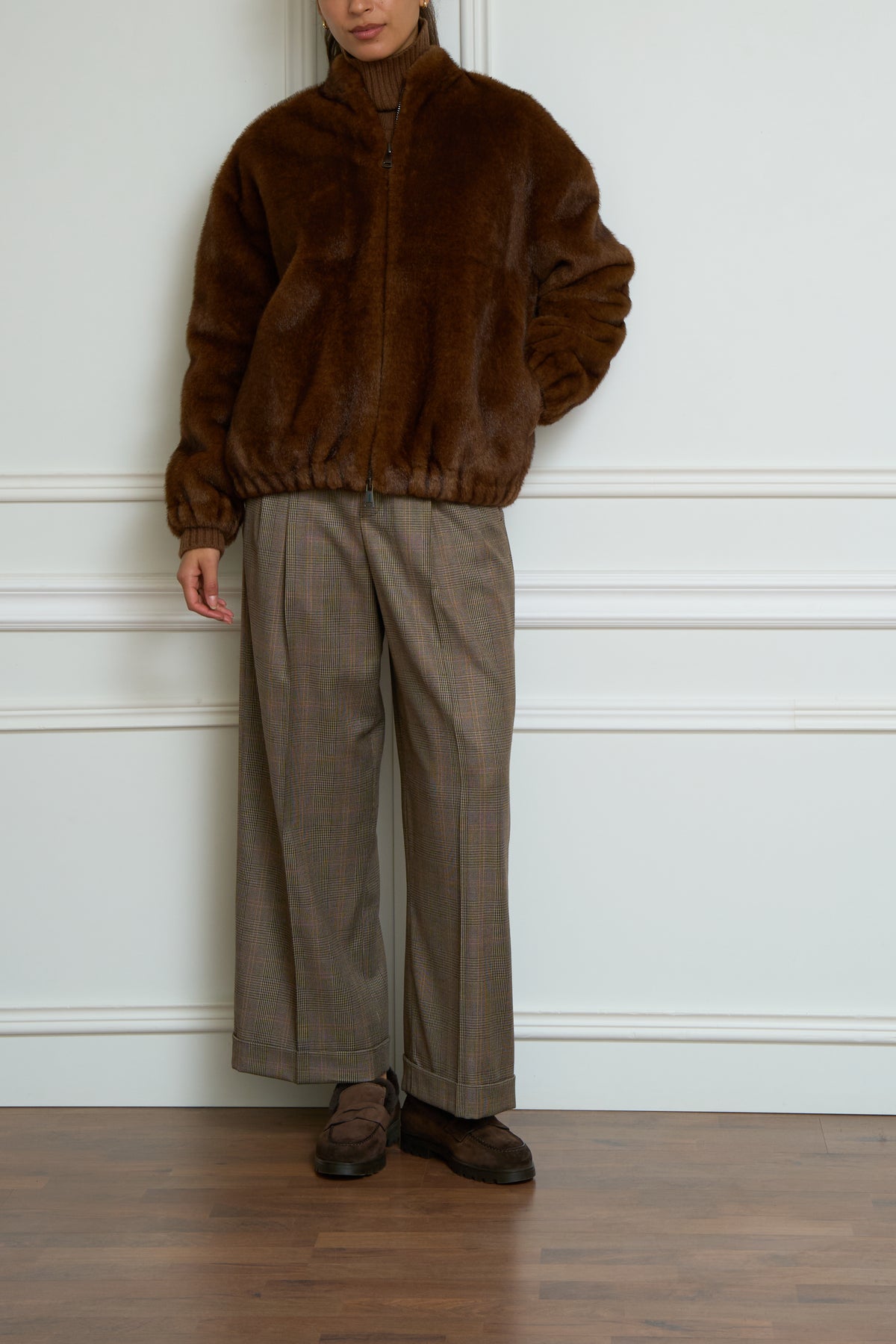 Kunstfell-Blouson in braun