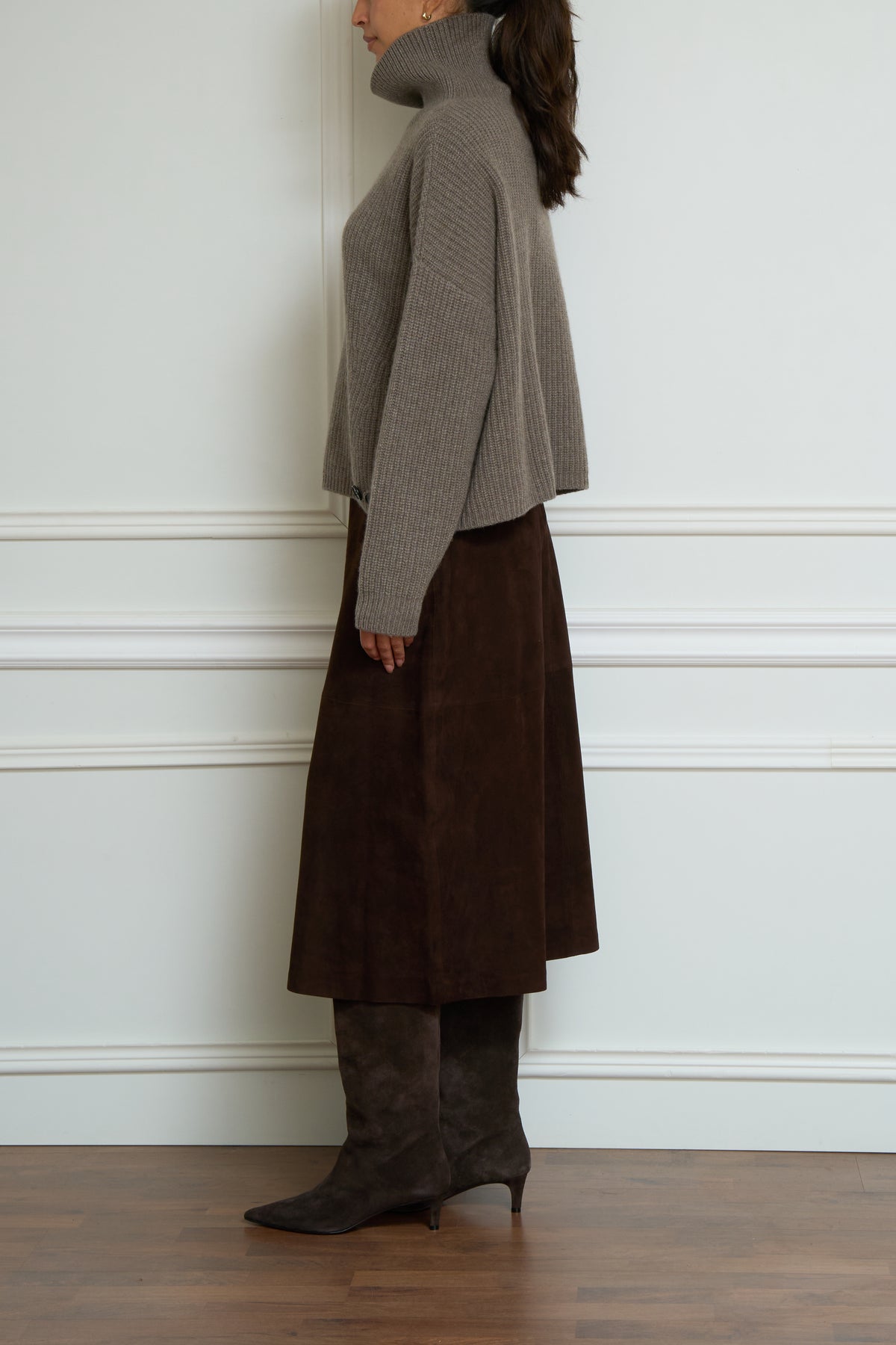 Leather skirt in brown