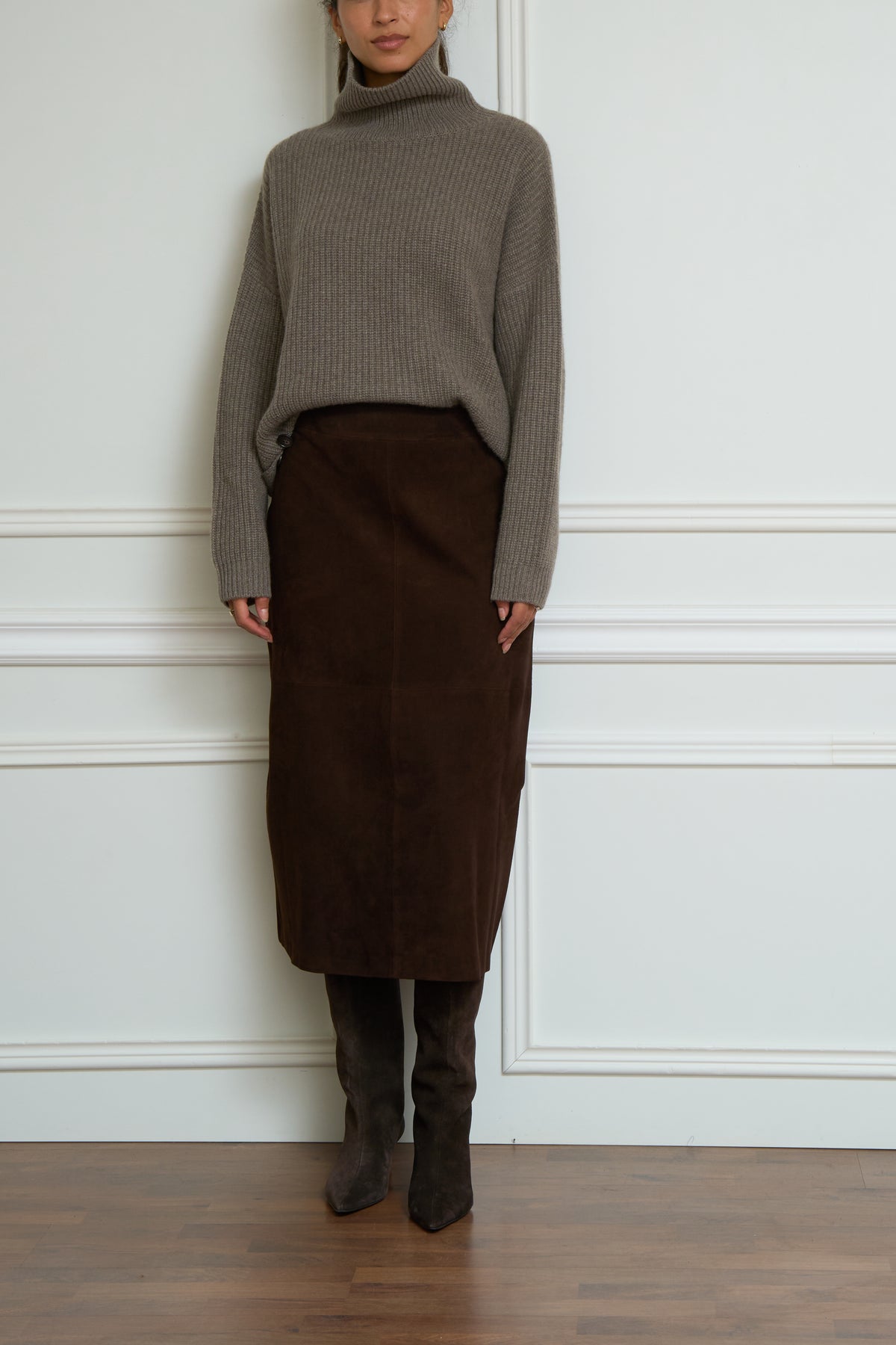 Leather skirt in brown