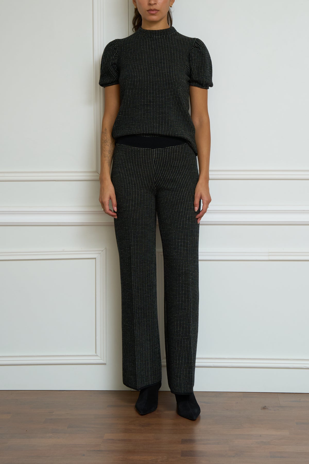 Wollhose mit Print in schwarz