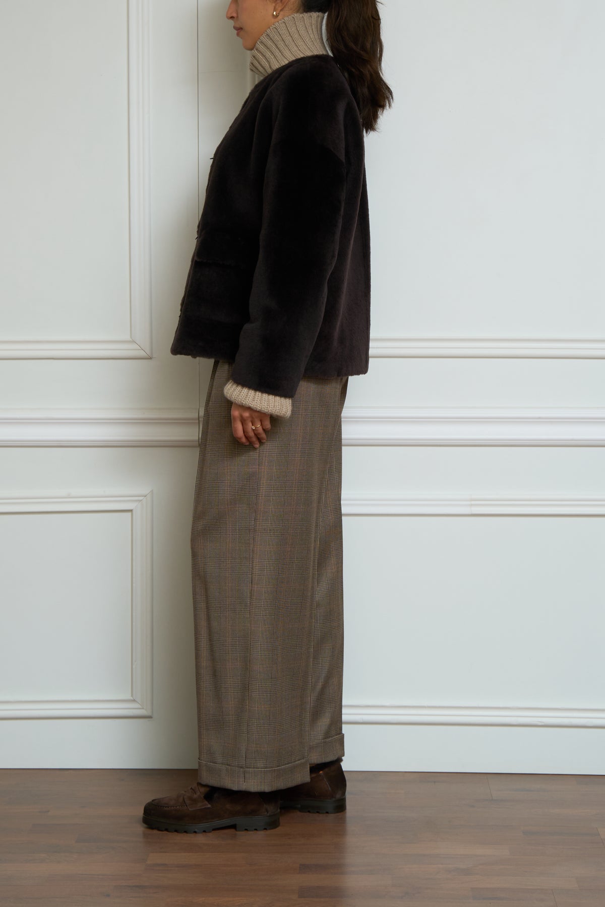 Lammfelljacke in dunkelbraun